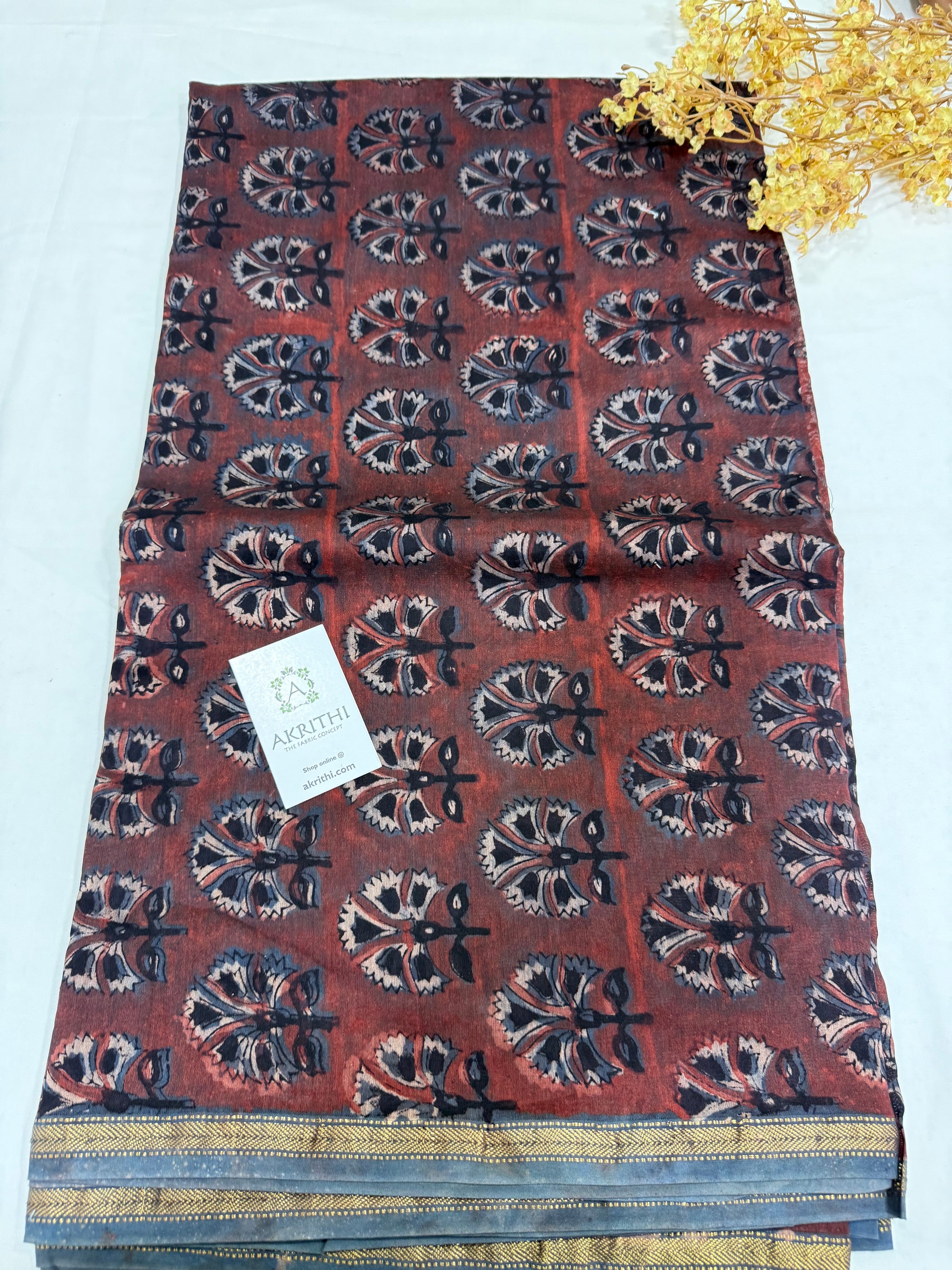 Vanaspati Hand block pure maheswari silk fabric