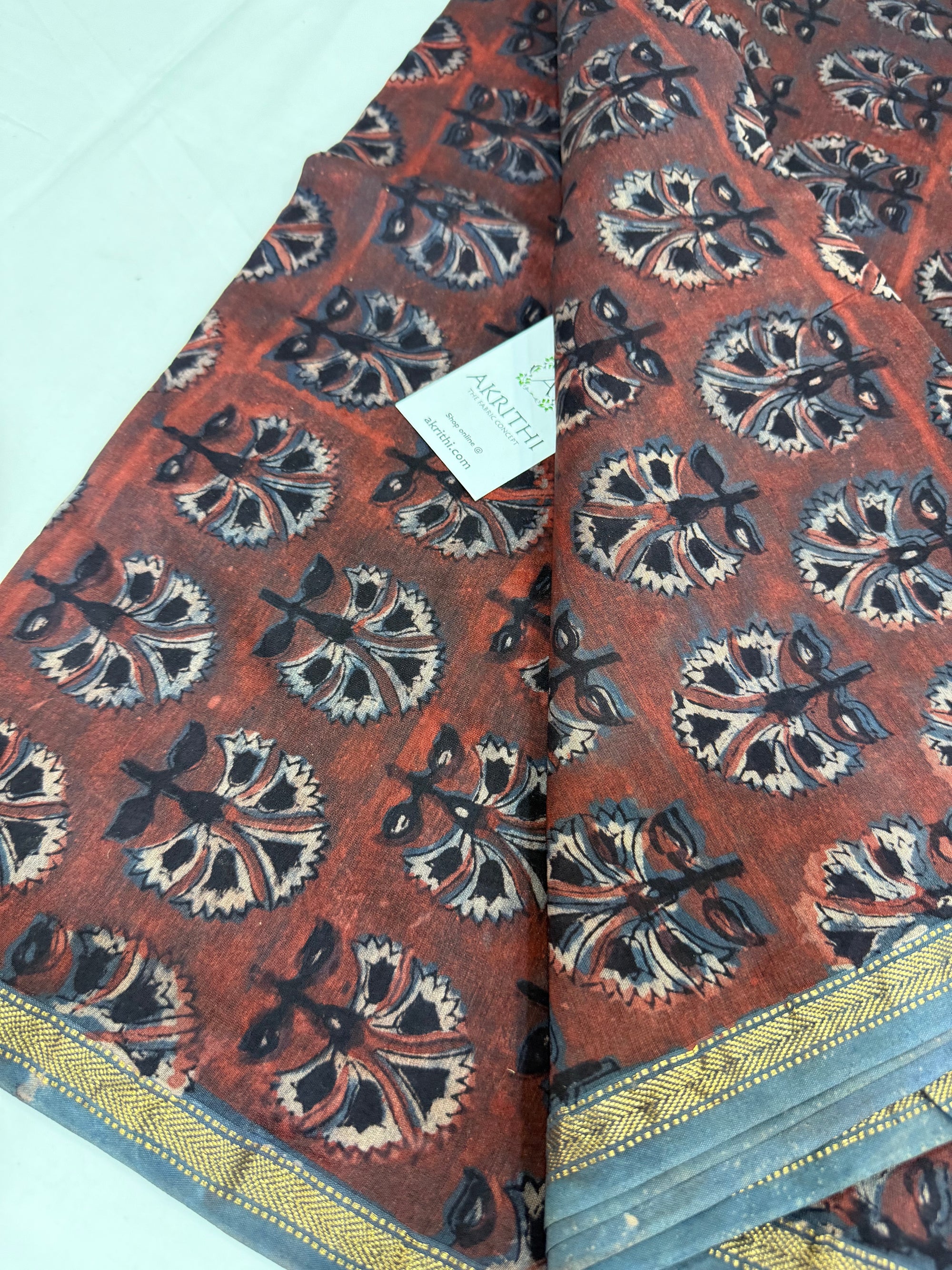 Vanaspati Hand block pure maheswari silk fabric
