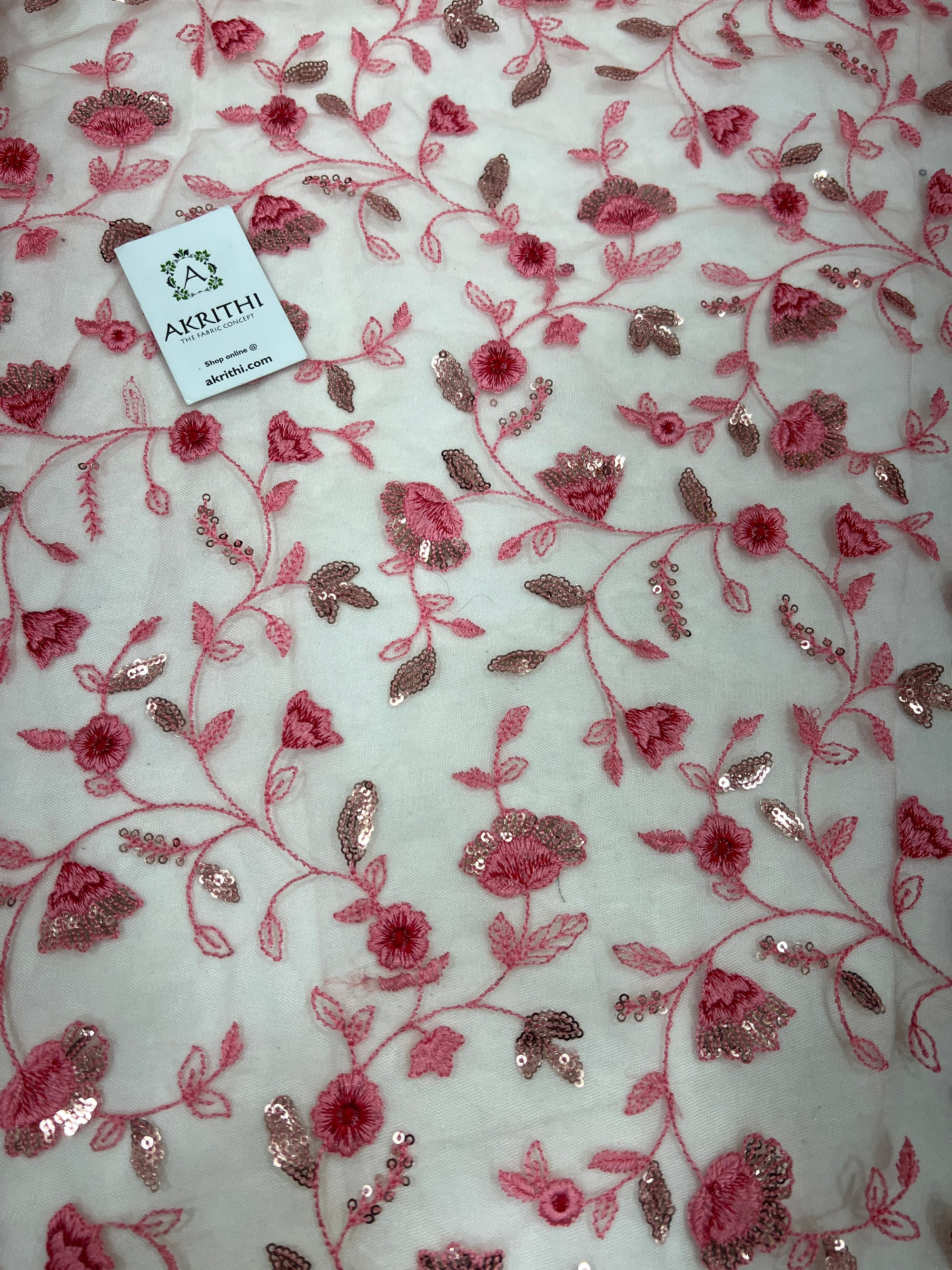 Embroidered net fabric