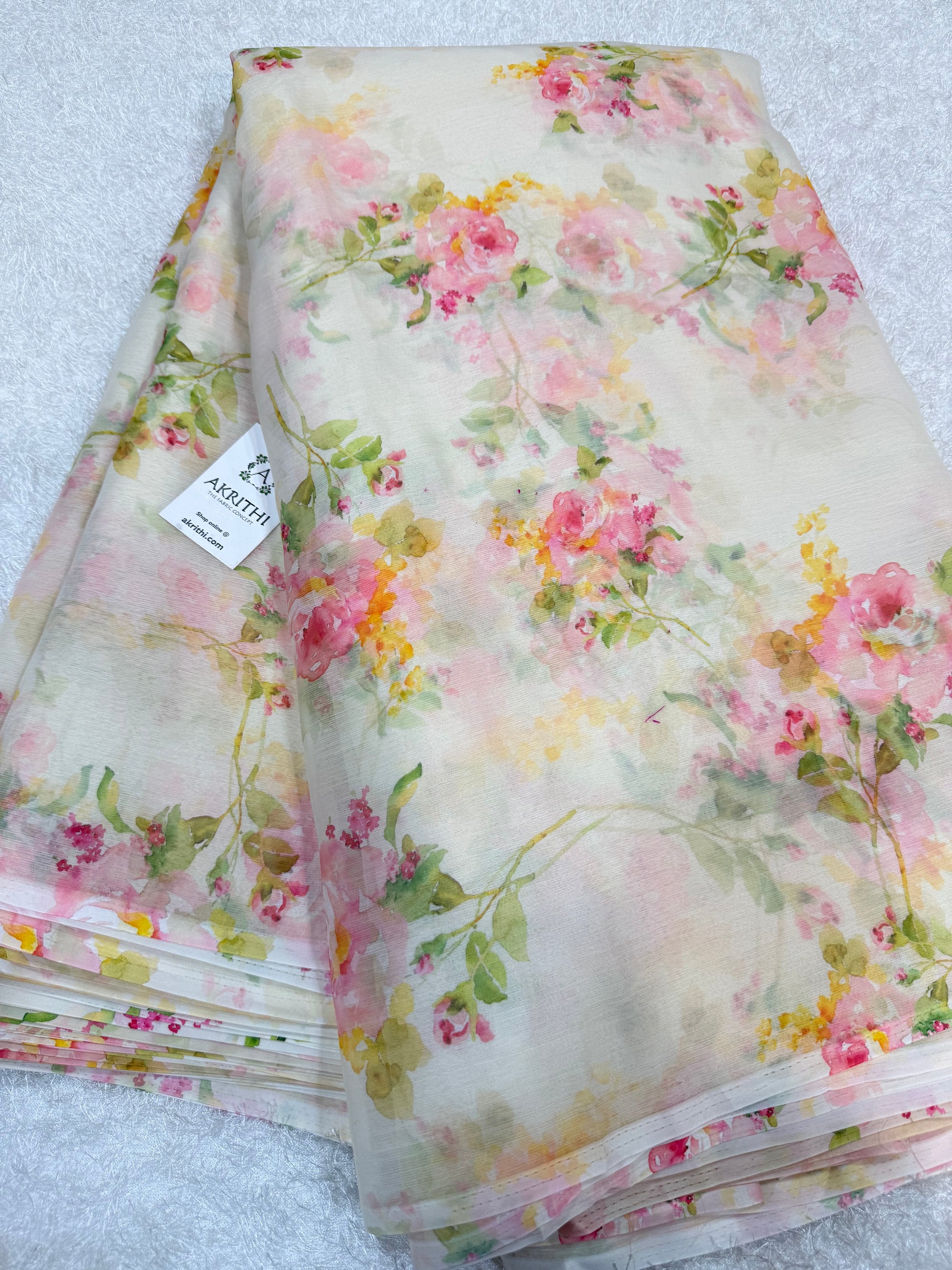 Digital floral printed chiffon fabric
