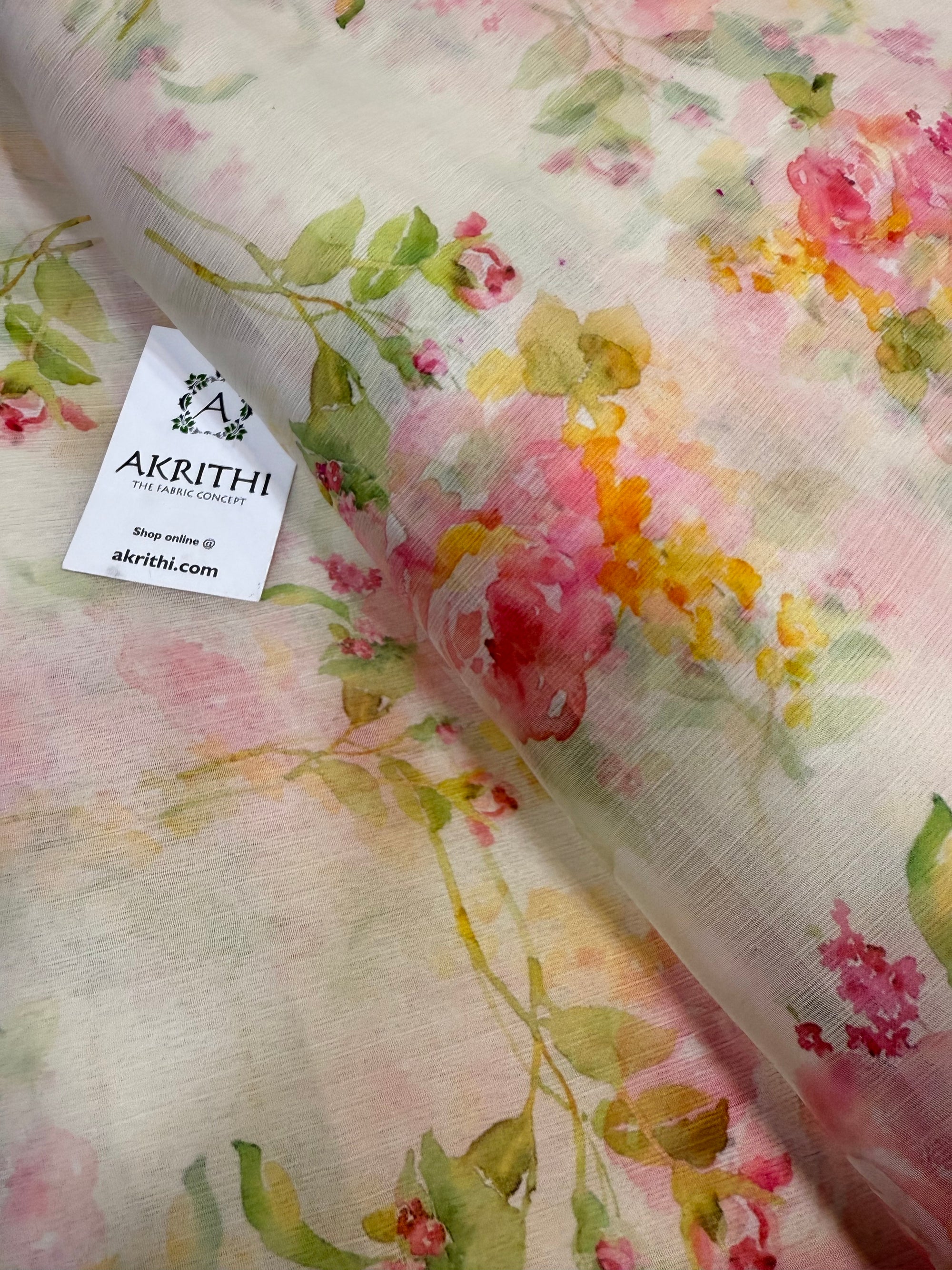 Digital floral printed chiffon fabric