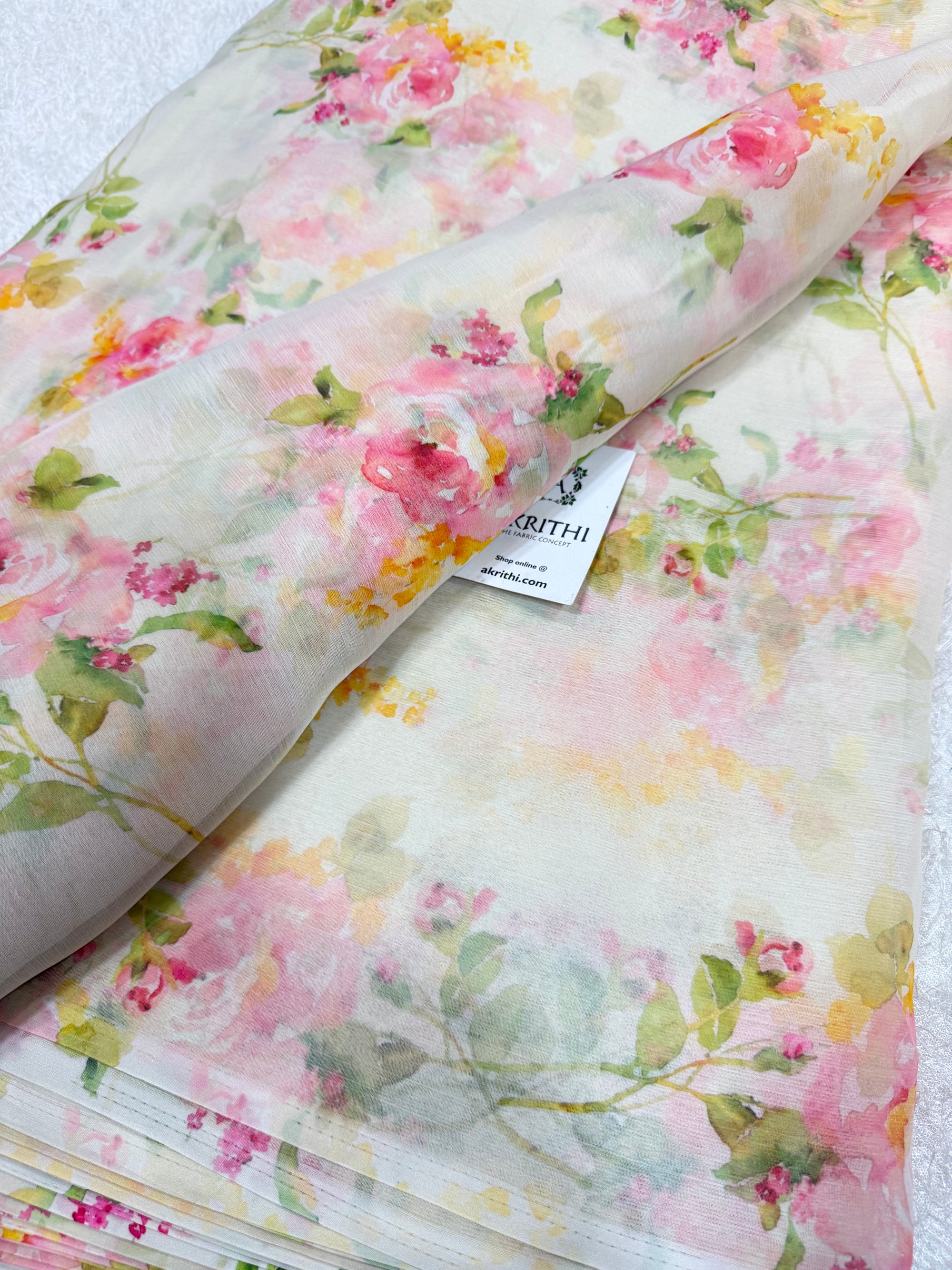 Digital floral printed chiffon fabric
