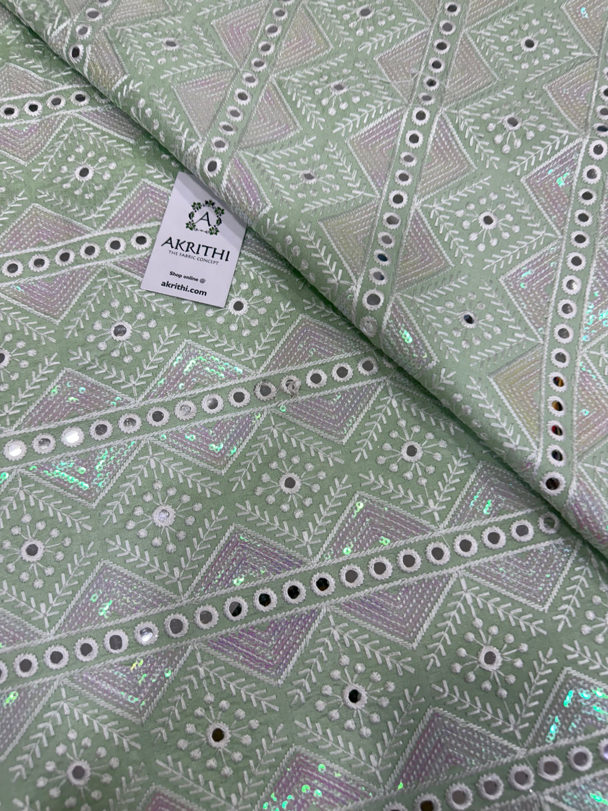 Embroidered Raw silk fabric