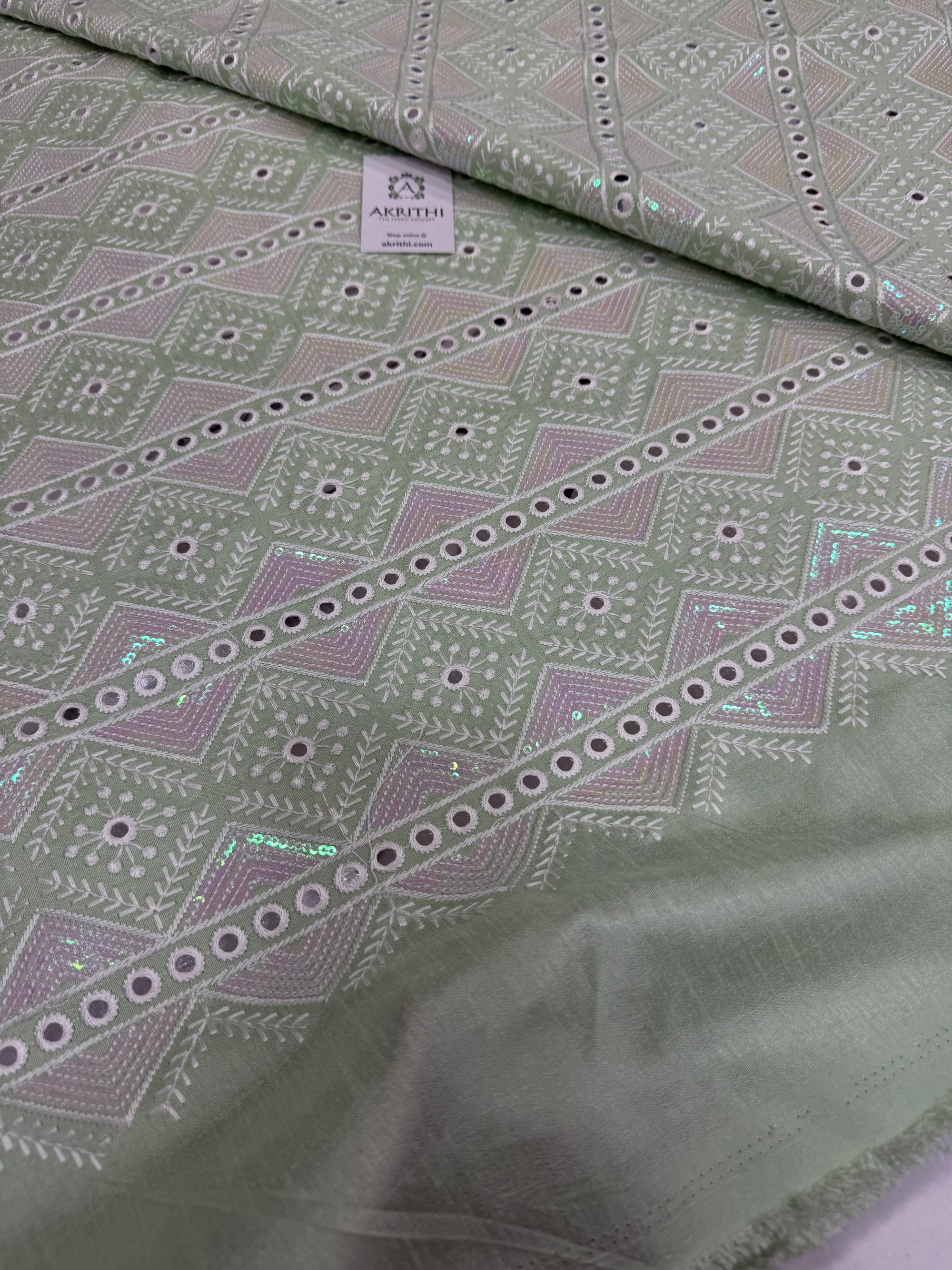 Embroidered Raw silk fabric