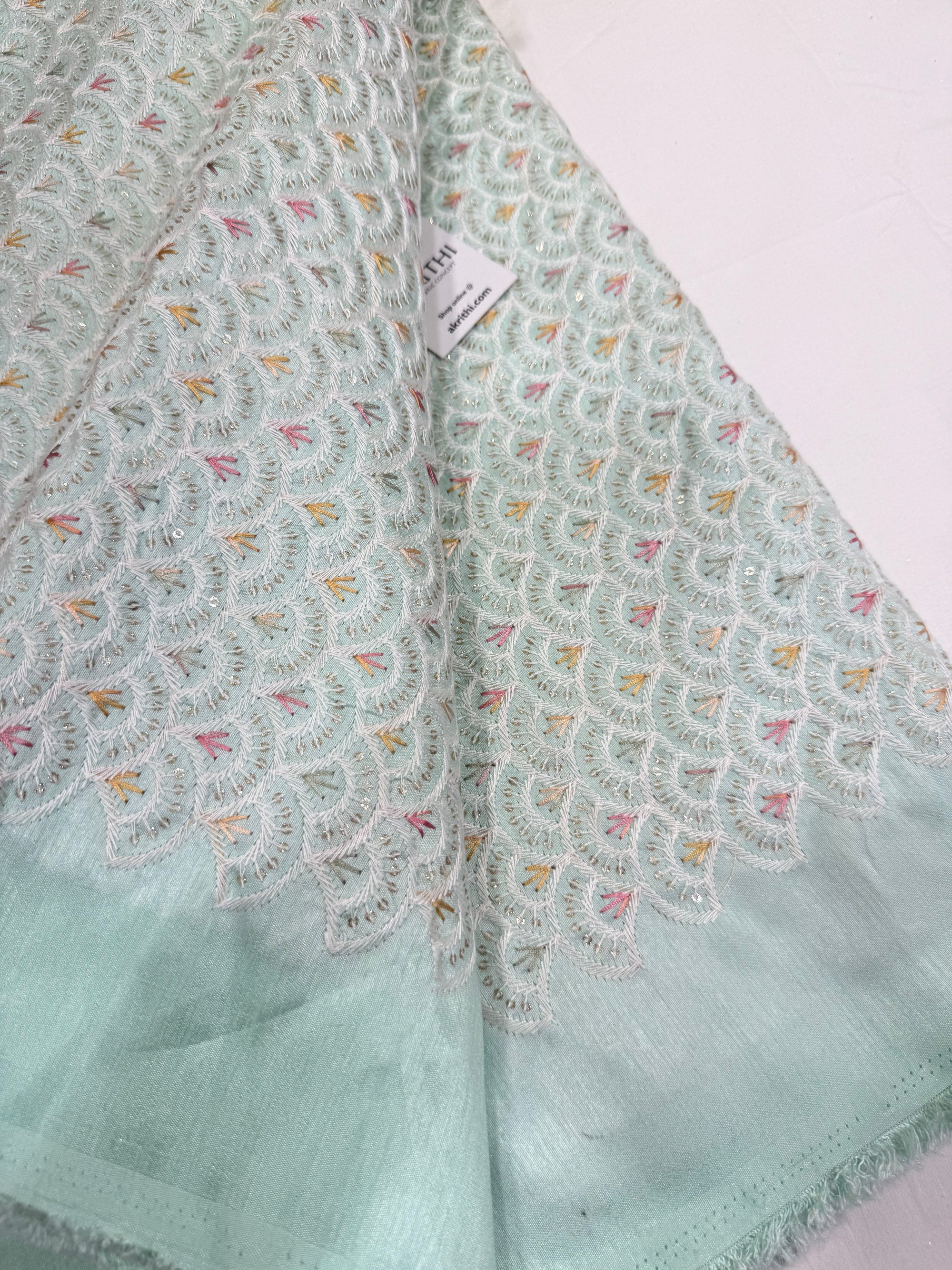 Embroidered Raw silk fabric