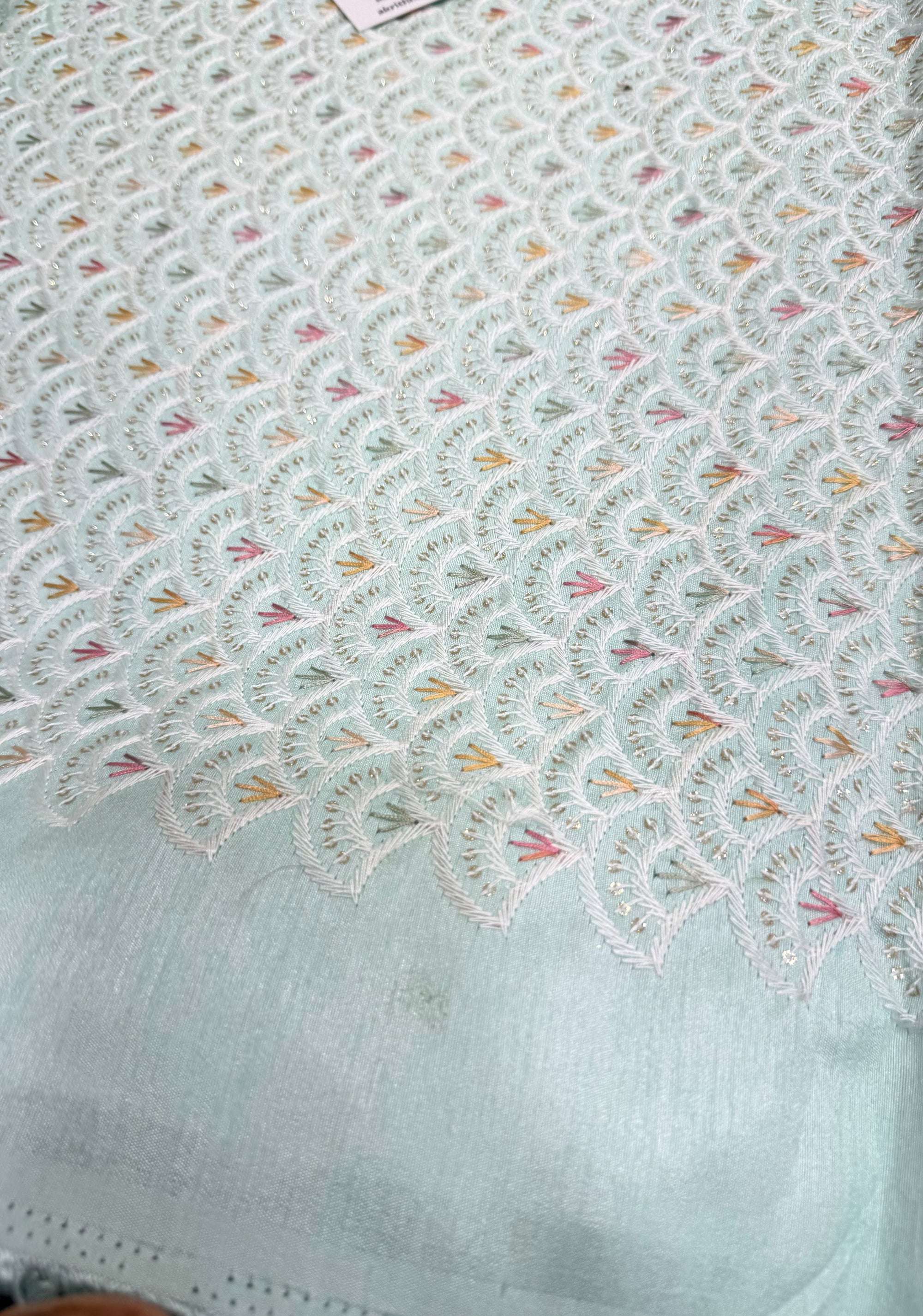 Embroidered Raw silk fabric