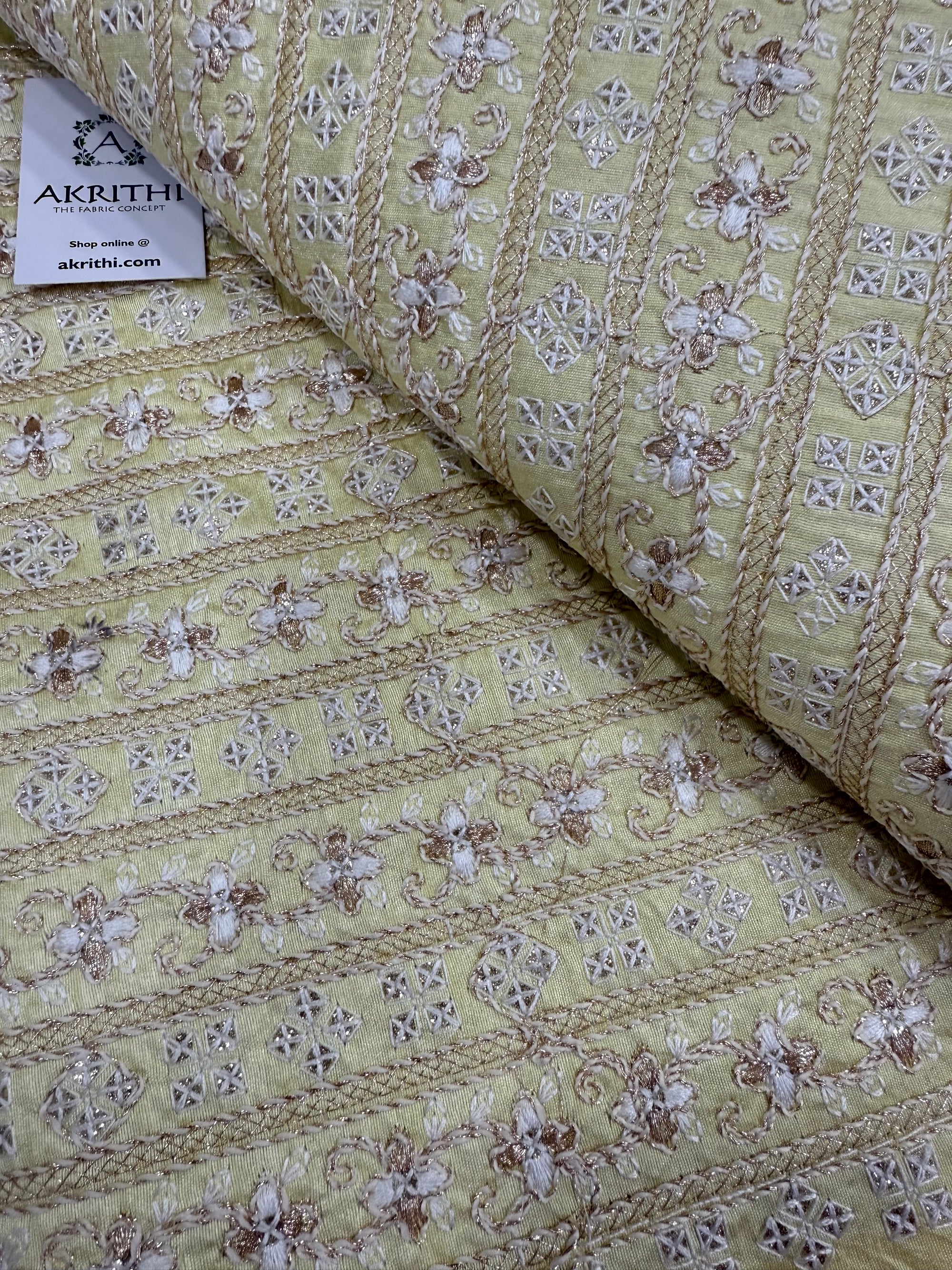 Embroidered silk fabric