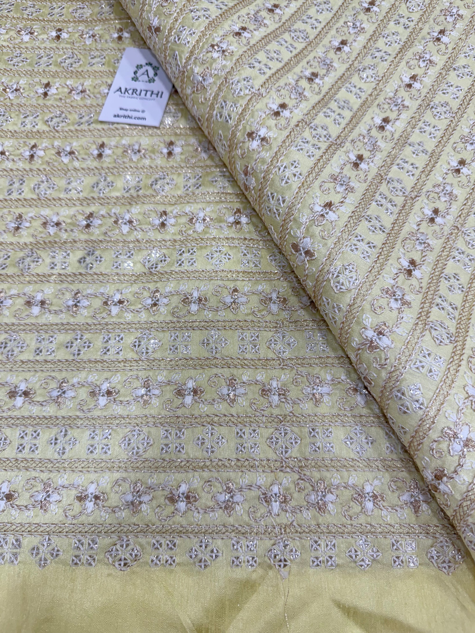 Embroidered silk fabric