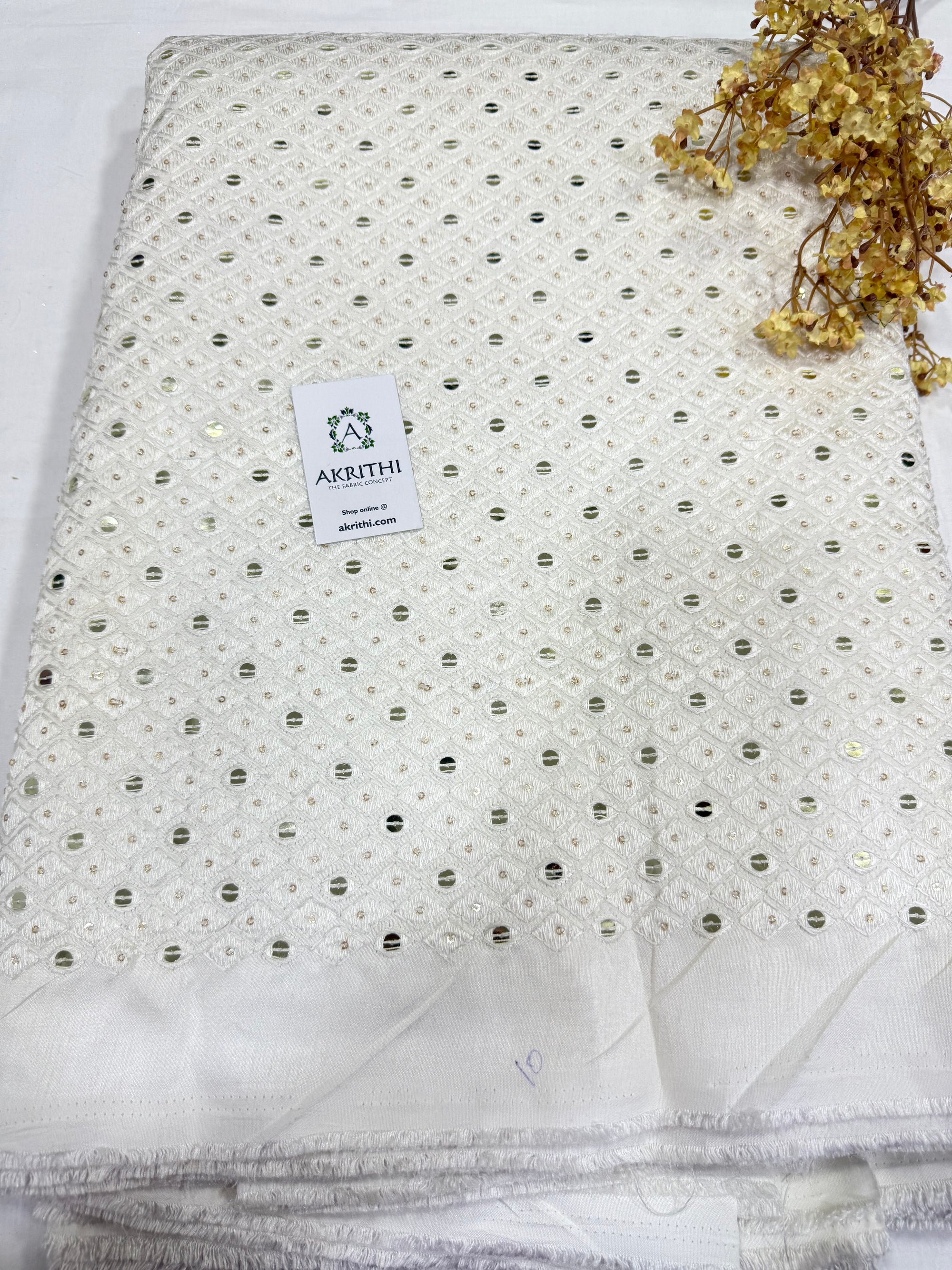 Embroidered Raw silk fabric
