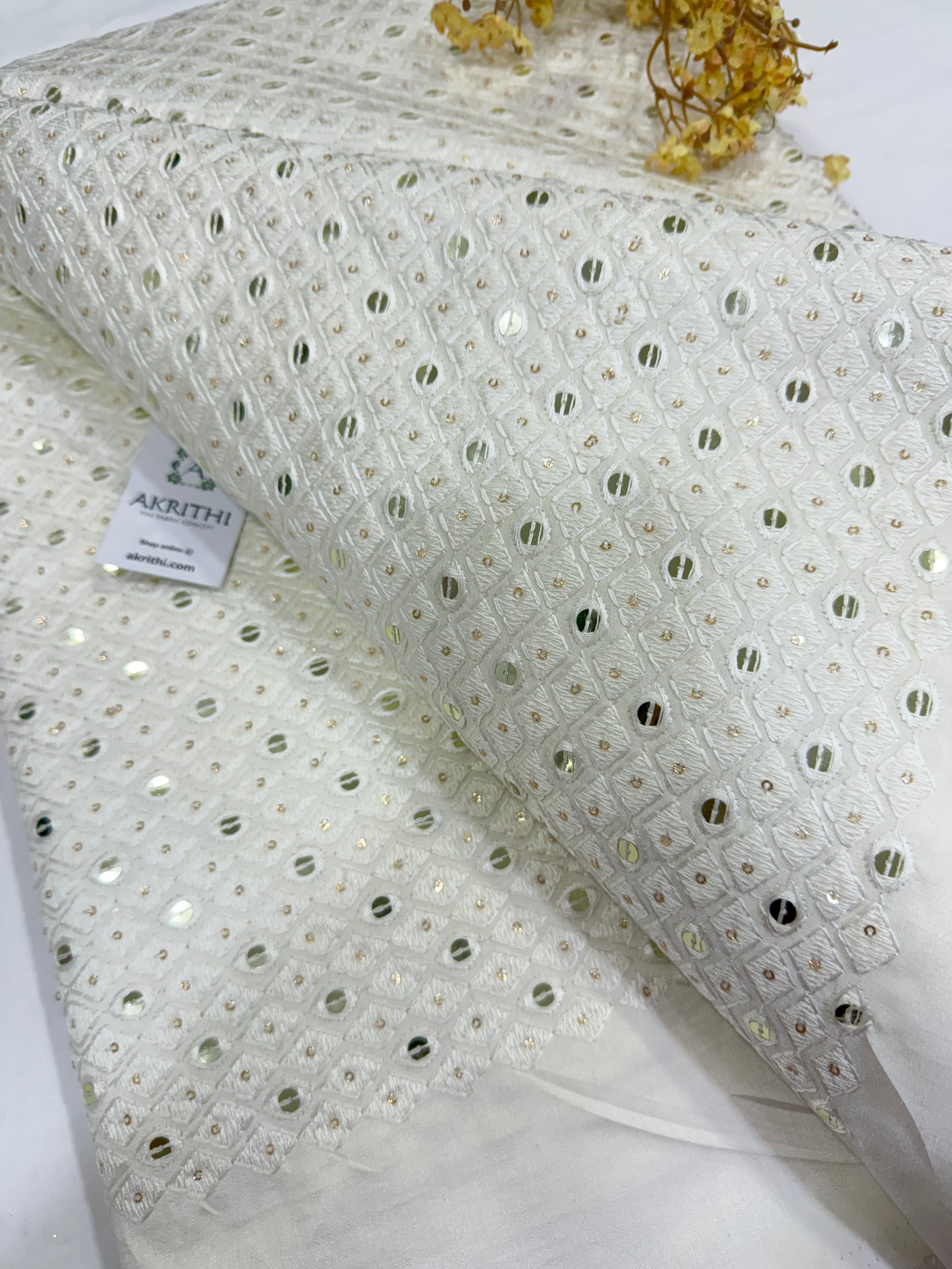 Embroidered Raw silk fabric