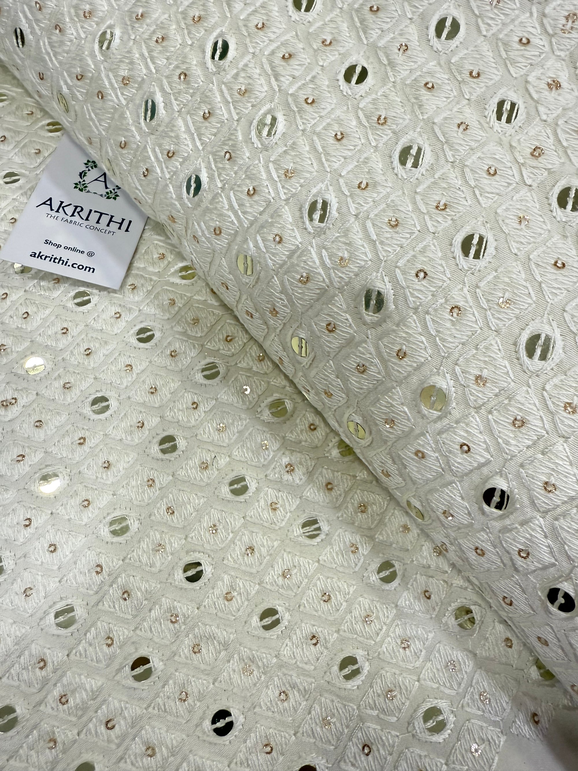 Embroidered Raw silk fabric