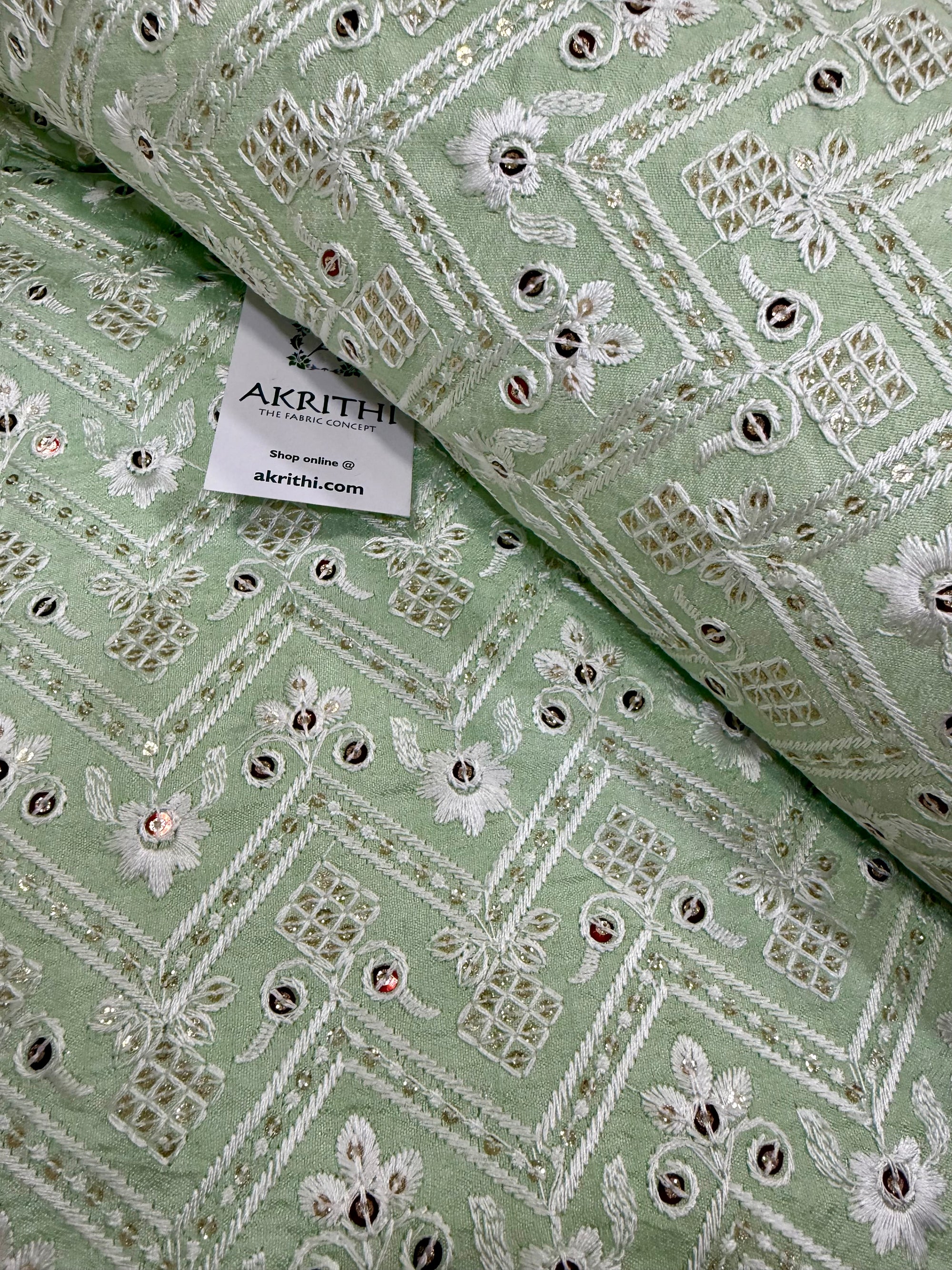 Embroidered Raw silk fabric