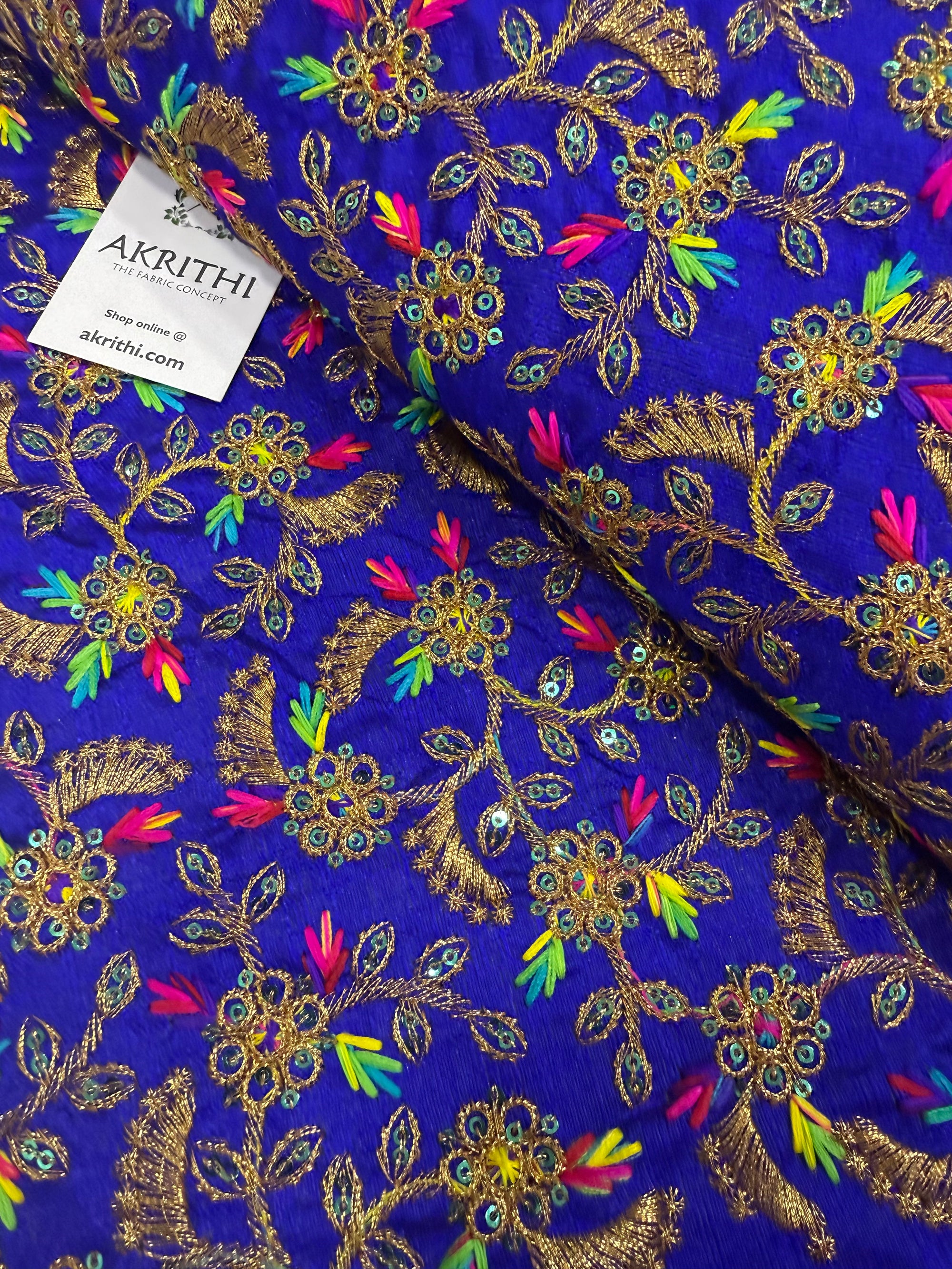 Embroidered silk fabric
