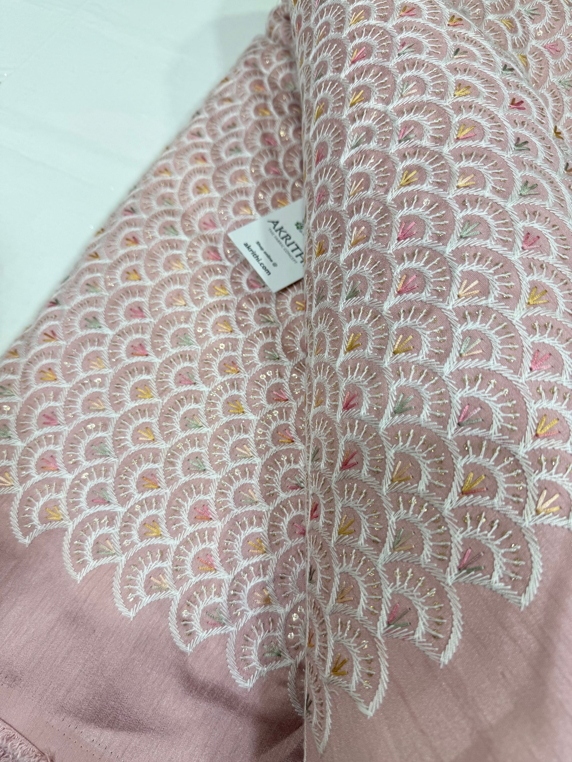 Embroidered Raw silk fabric