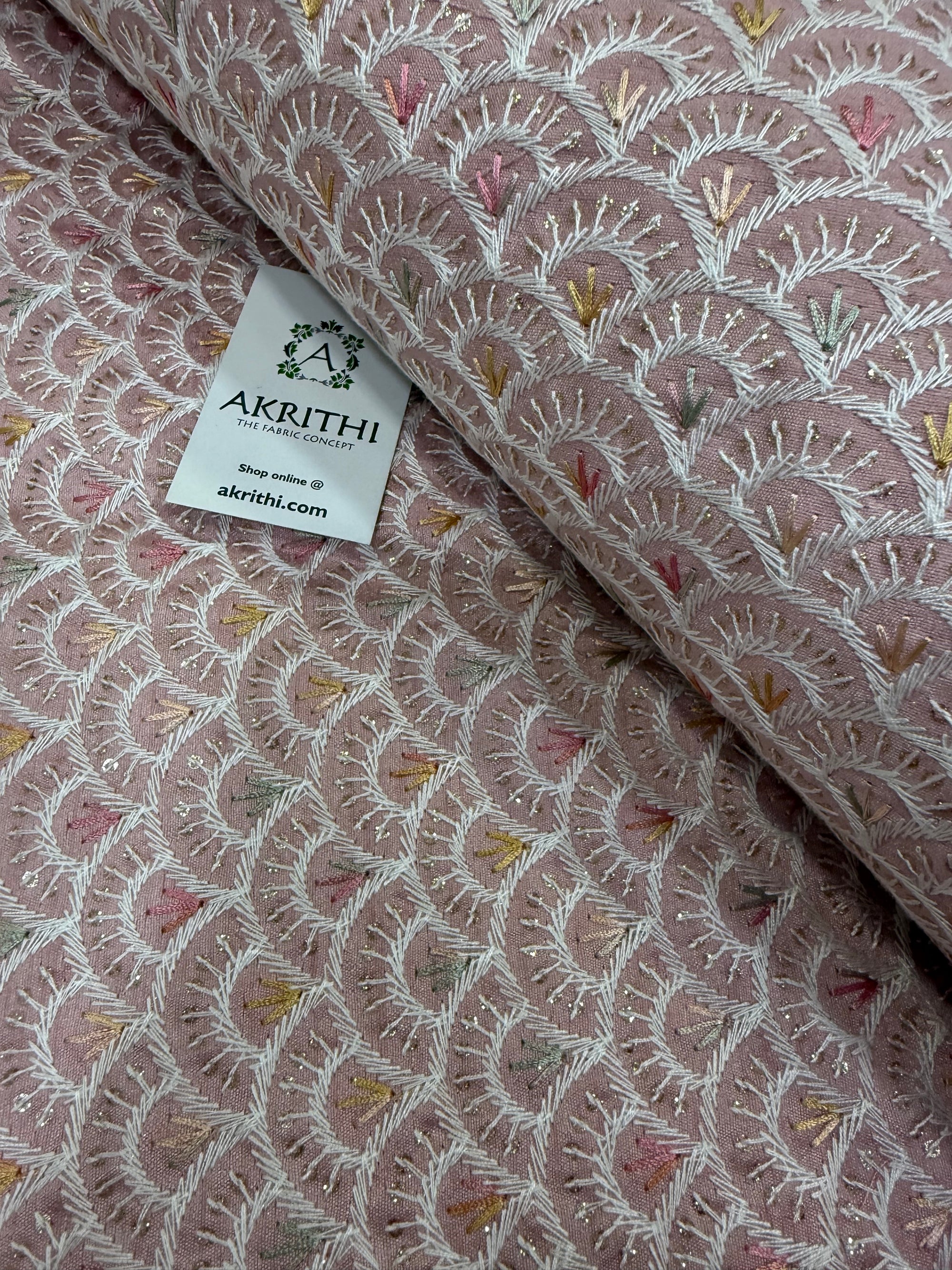 Embroidered Raw silk fabric