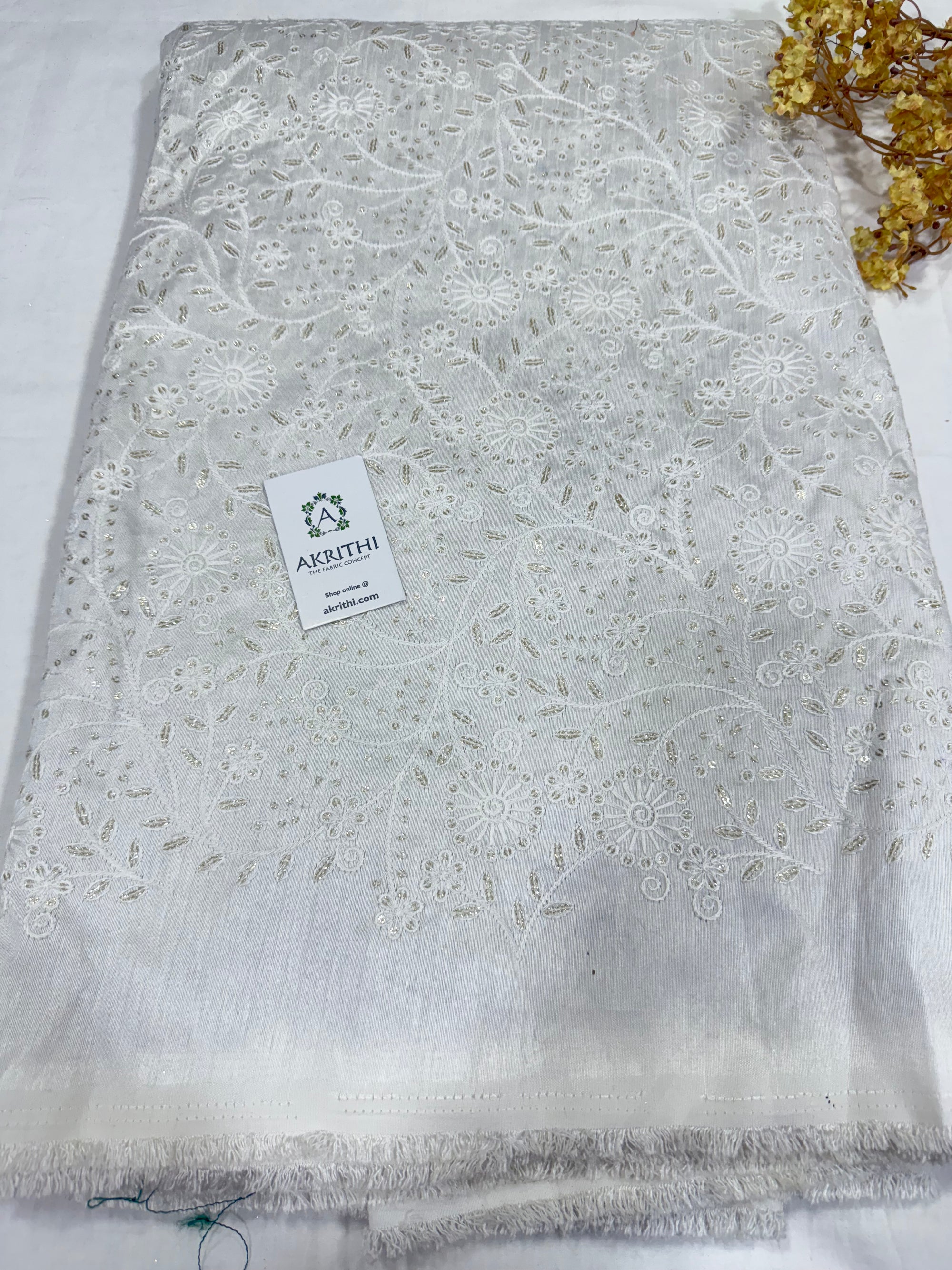 Embroidered Raw silk fabric