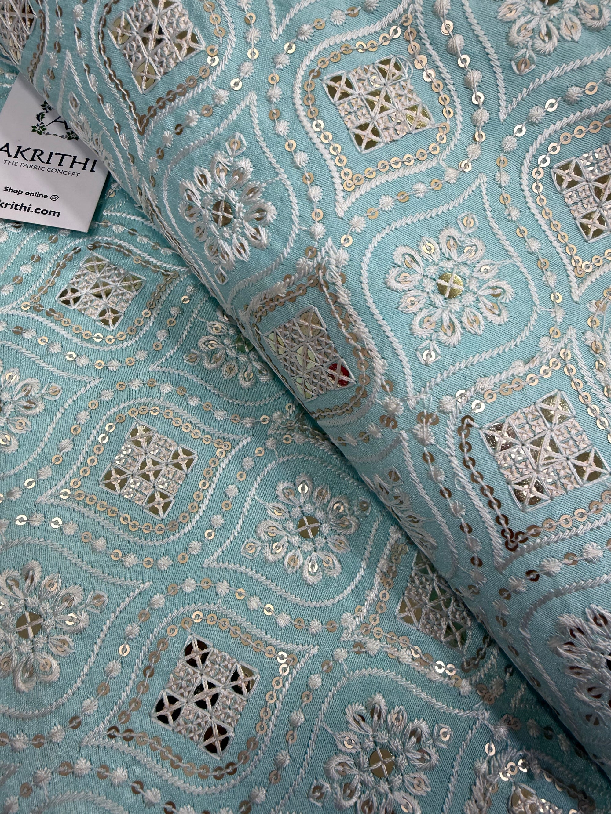 Embroidered Raw silk fabric