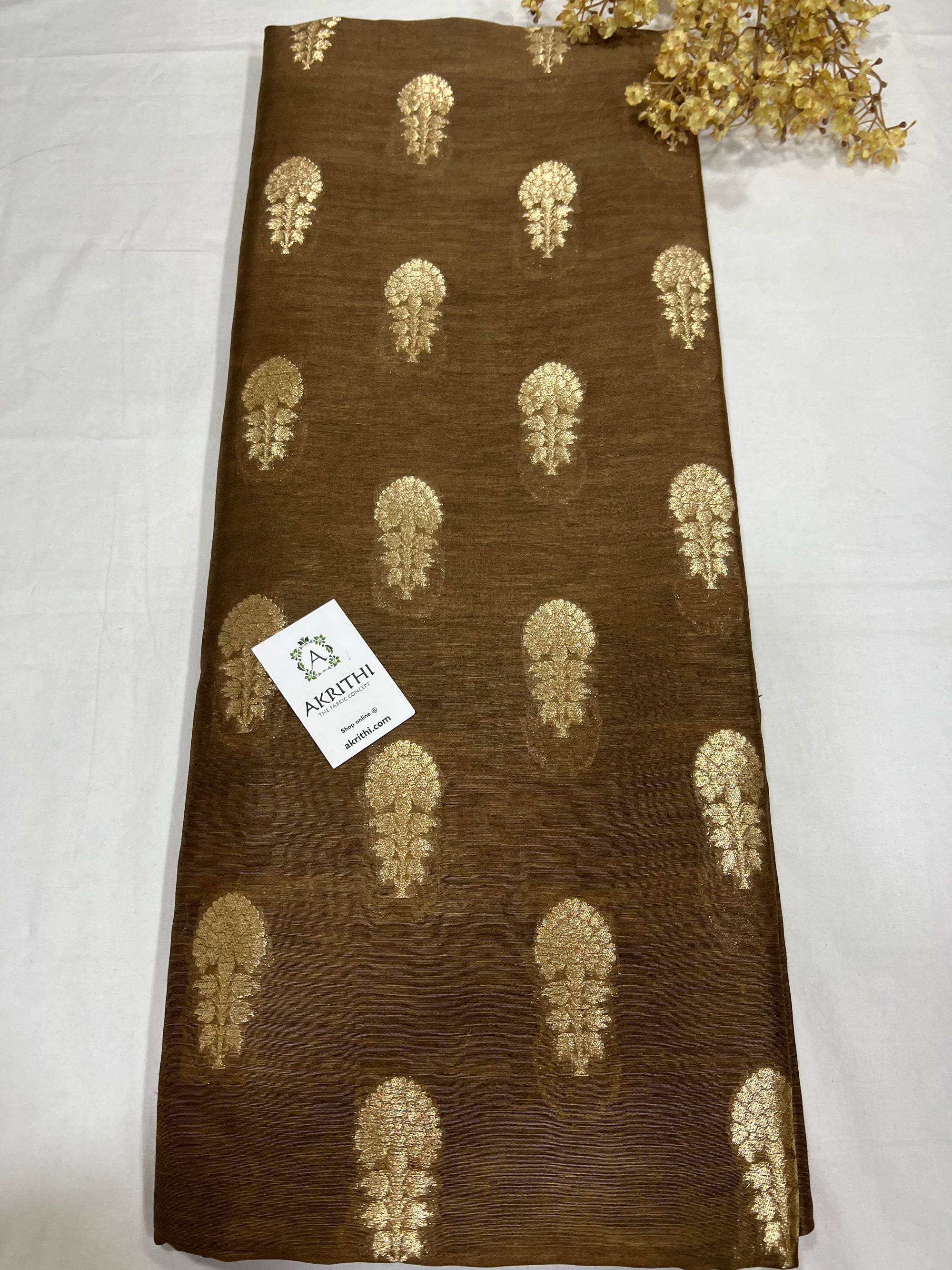Pure linen silk Banarasi brocade fabric
