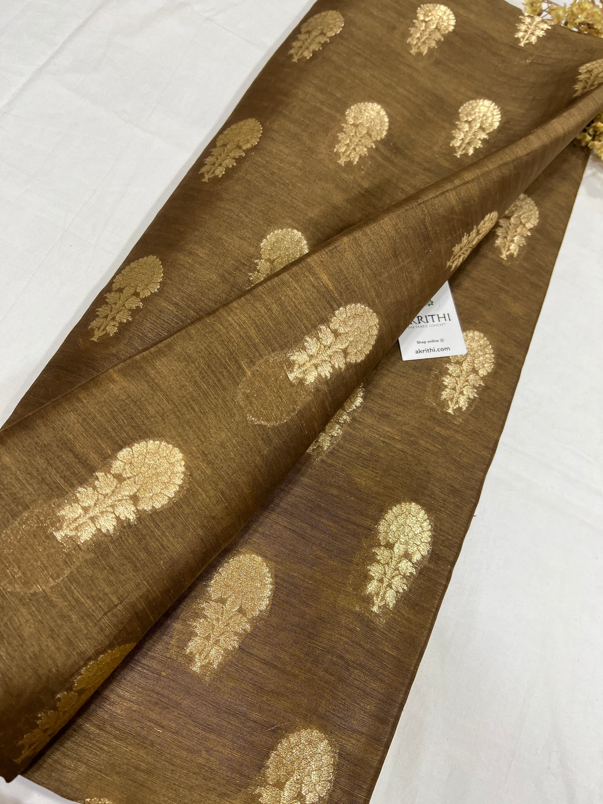 Pure linen silk Banarasi brocade fabric