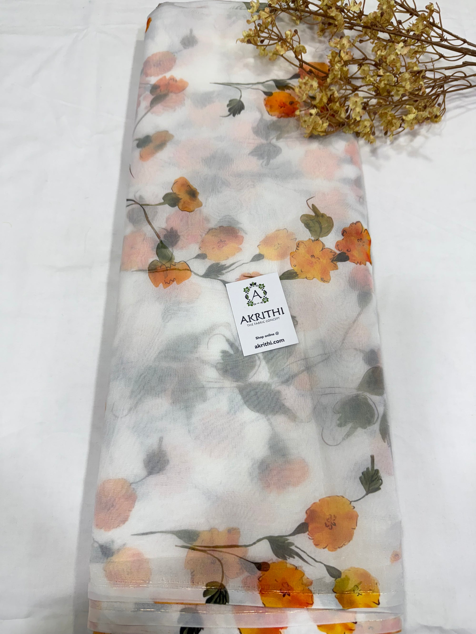 Digital floral Printed organza fabric