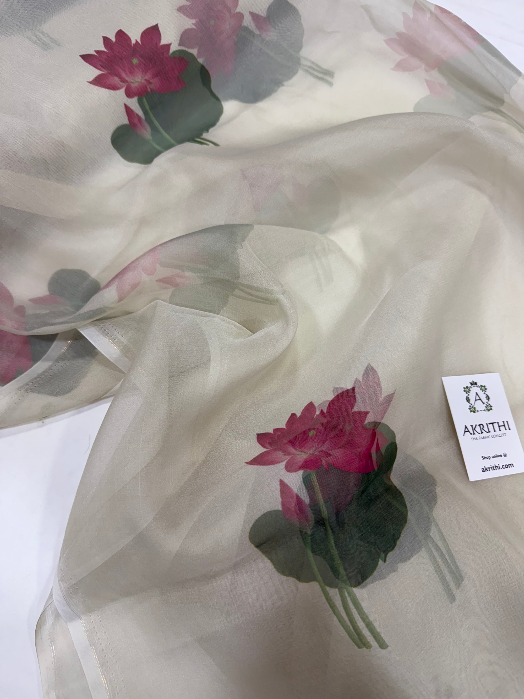 Digital floral Printed organza fabric