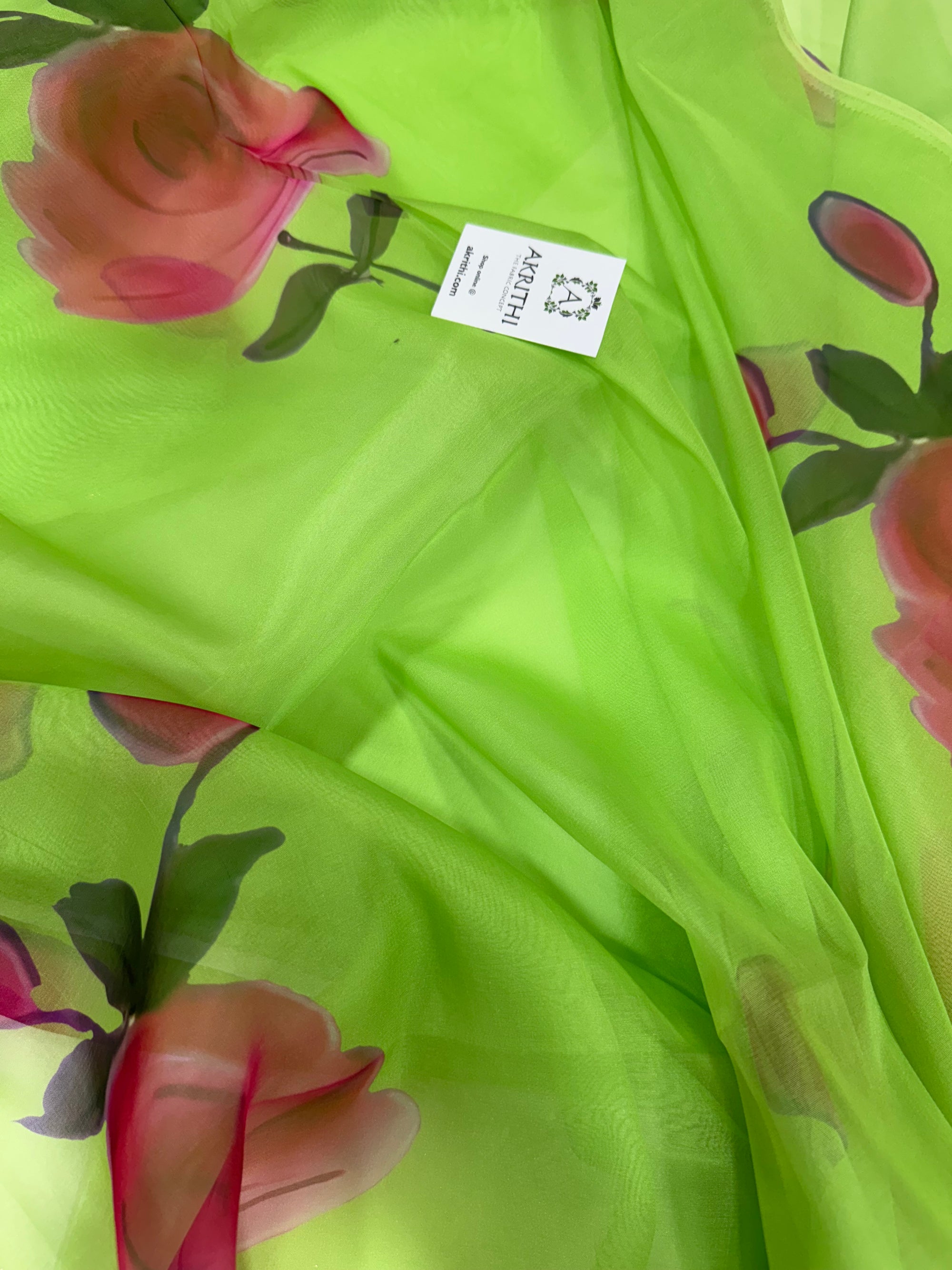 Digital floral Printed organza fabric