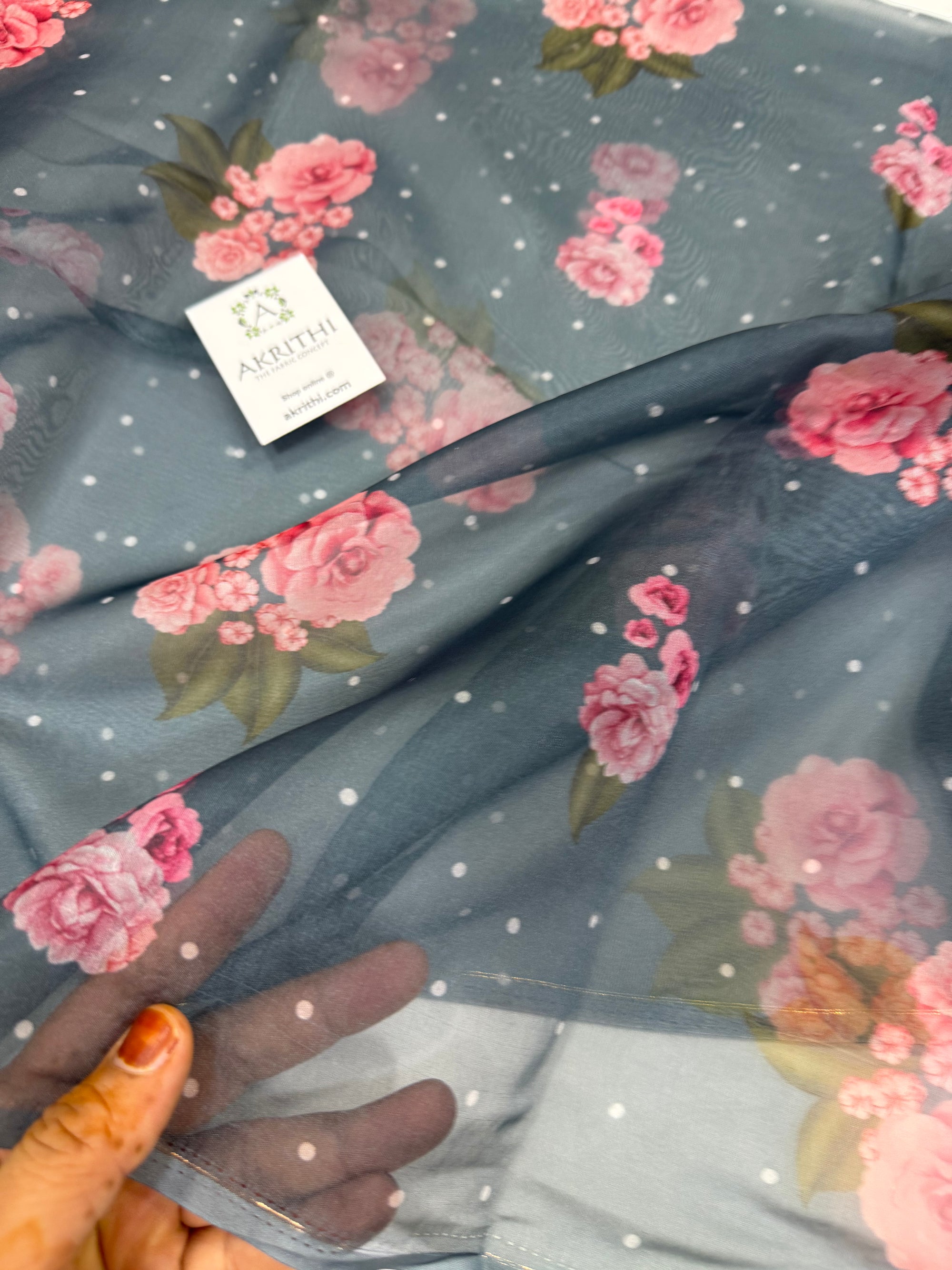 Digital floral Printed organza fabric