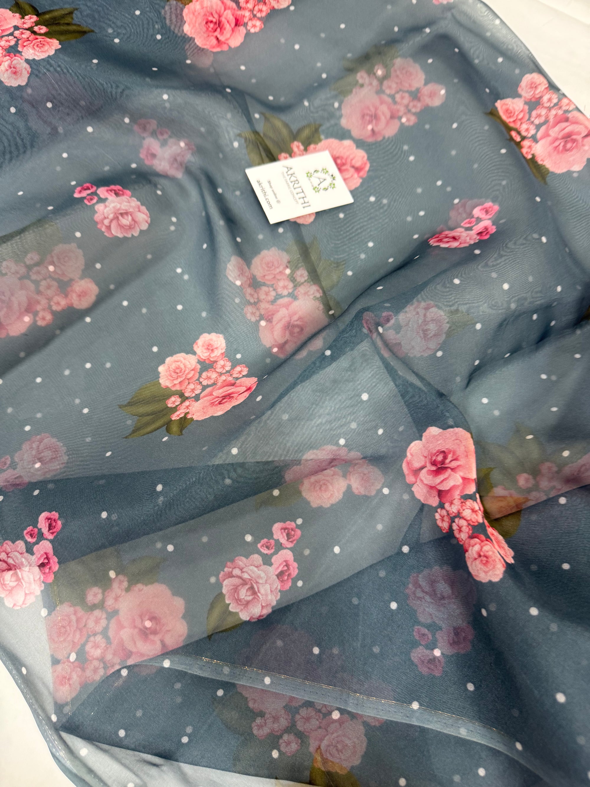 Digital floral Printed organza fabric