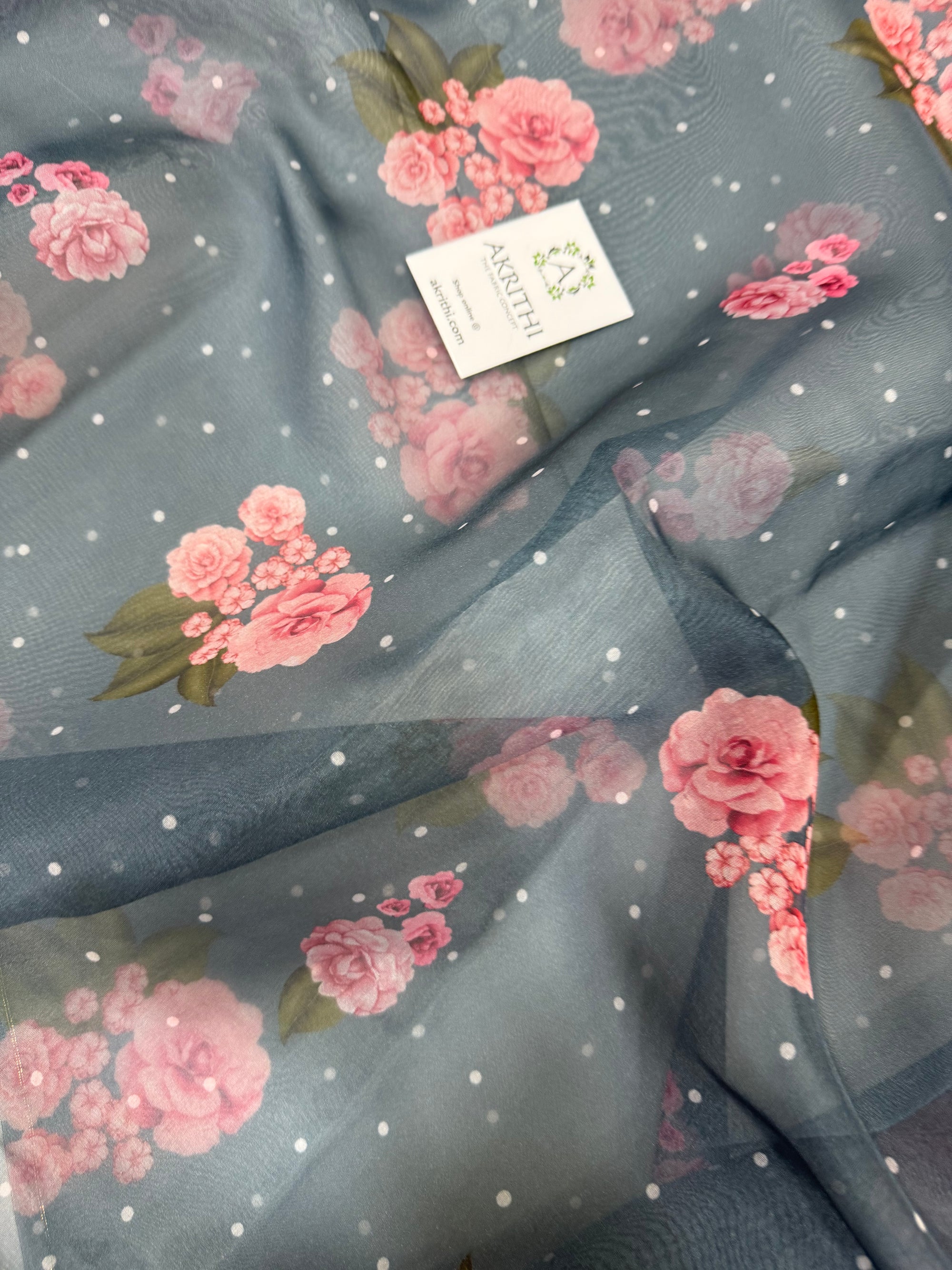 Digital floral Printed organza fabric