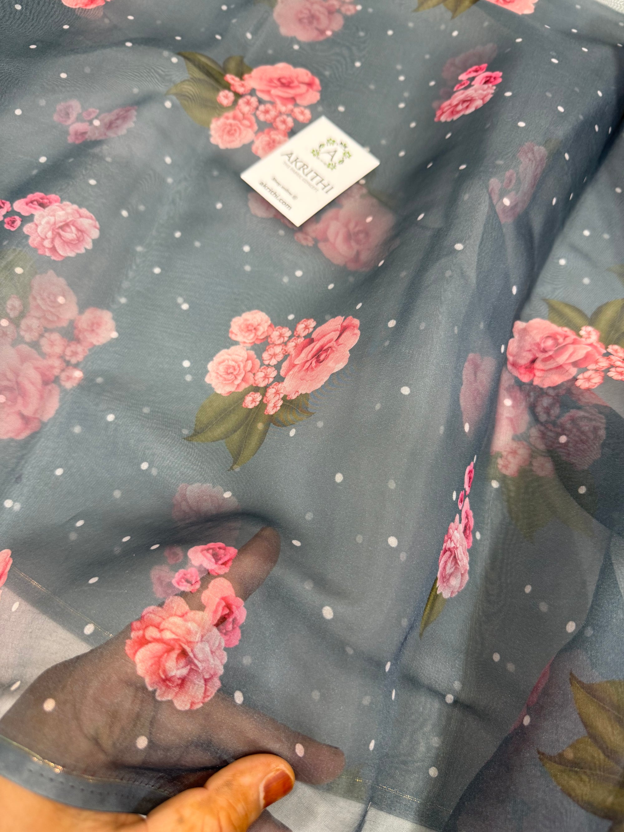Digital floral Printed organza fabric
