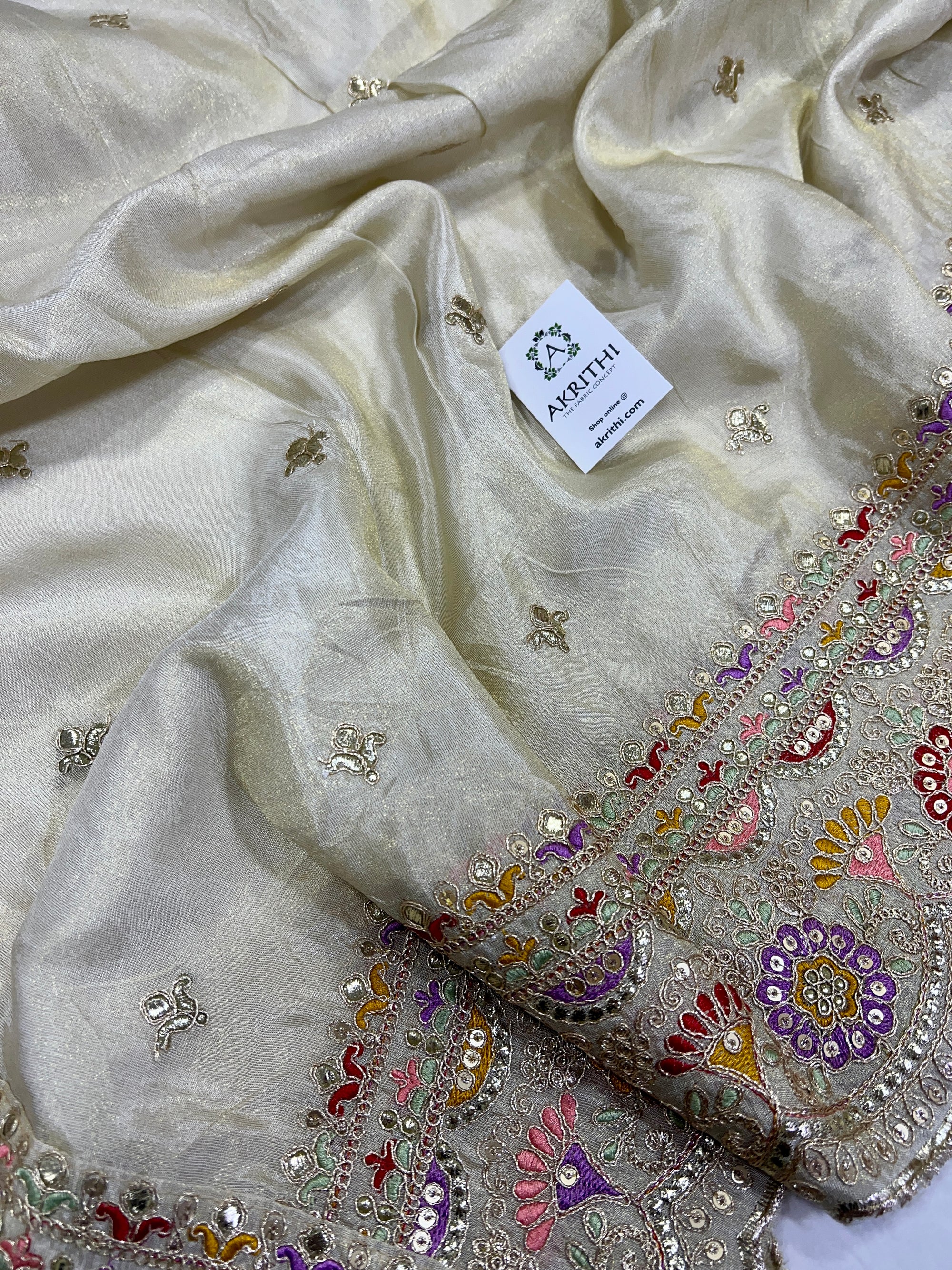 Dyeable embroidered tissue dupatta