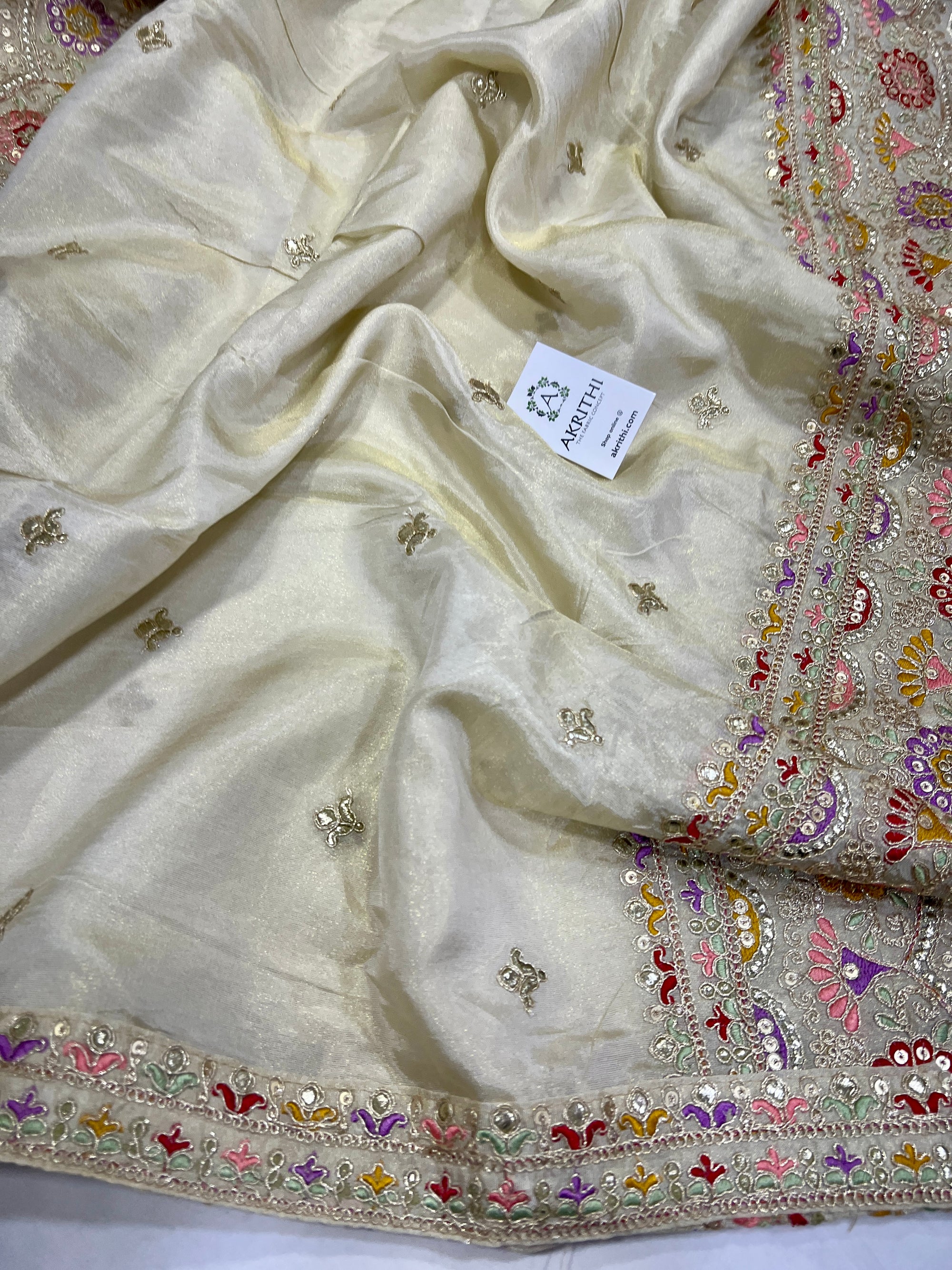 Dyeable embroidered tissue dupatta