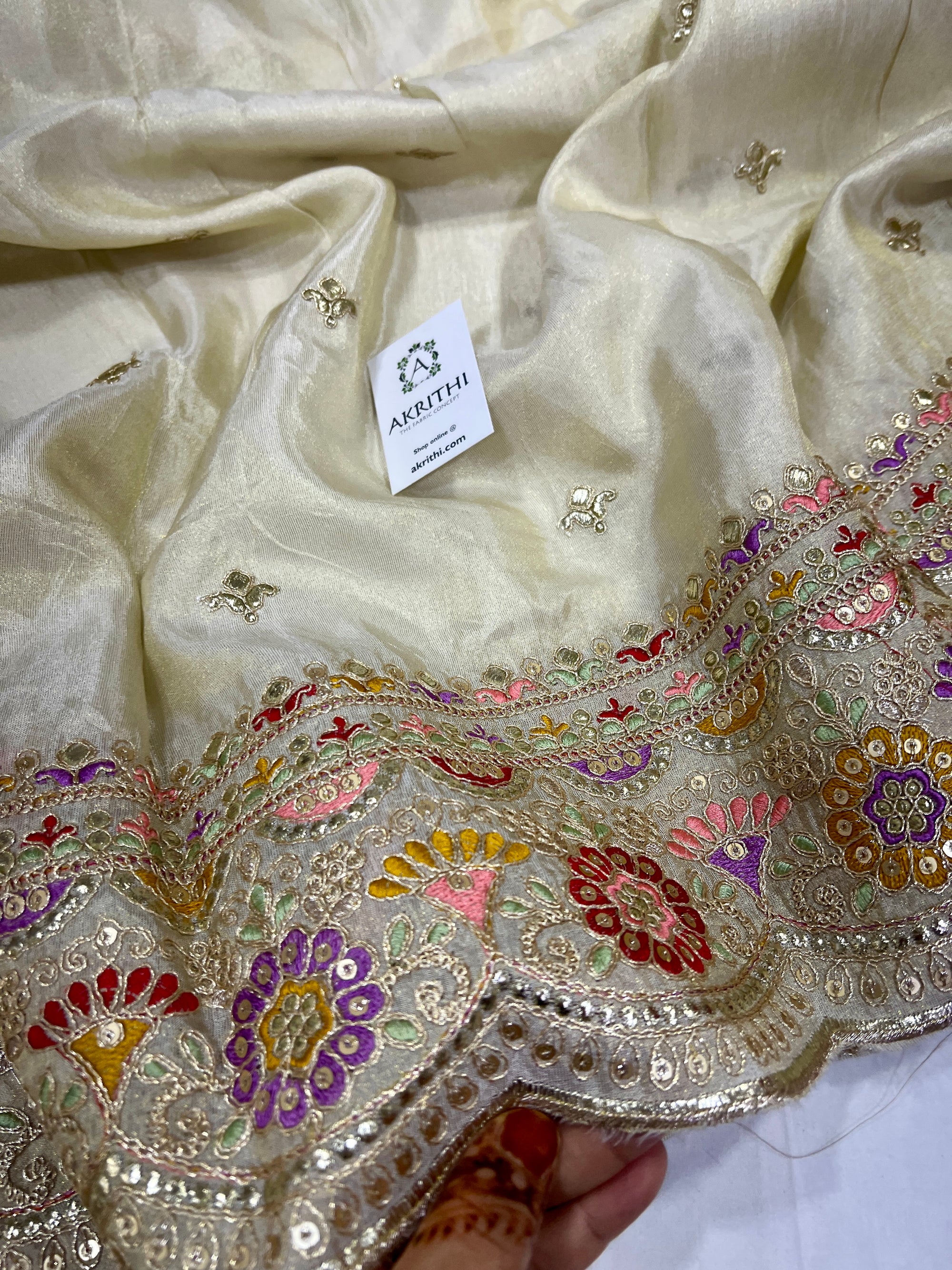 Dyeable embroidered tissue dupatta