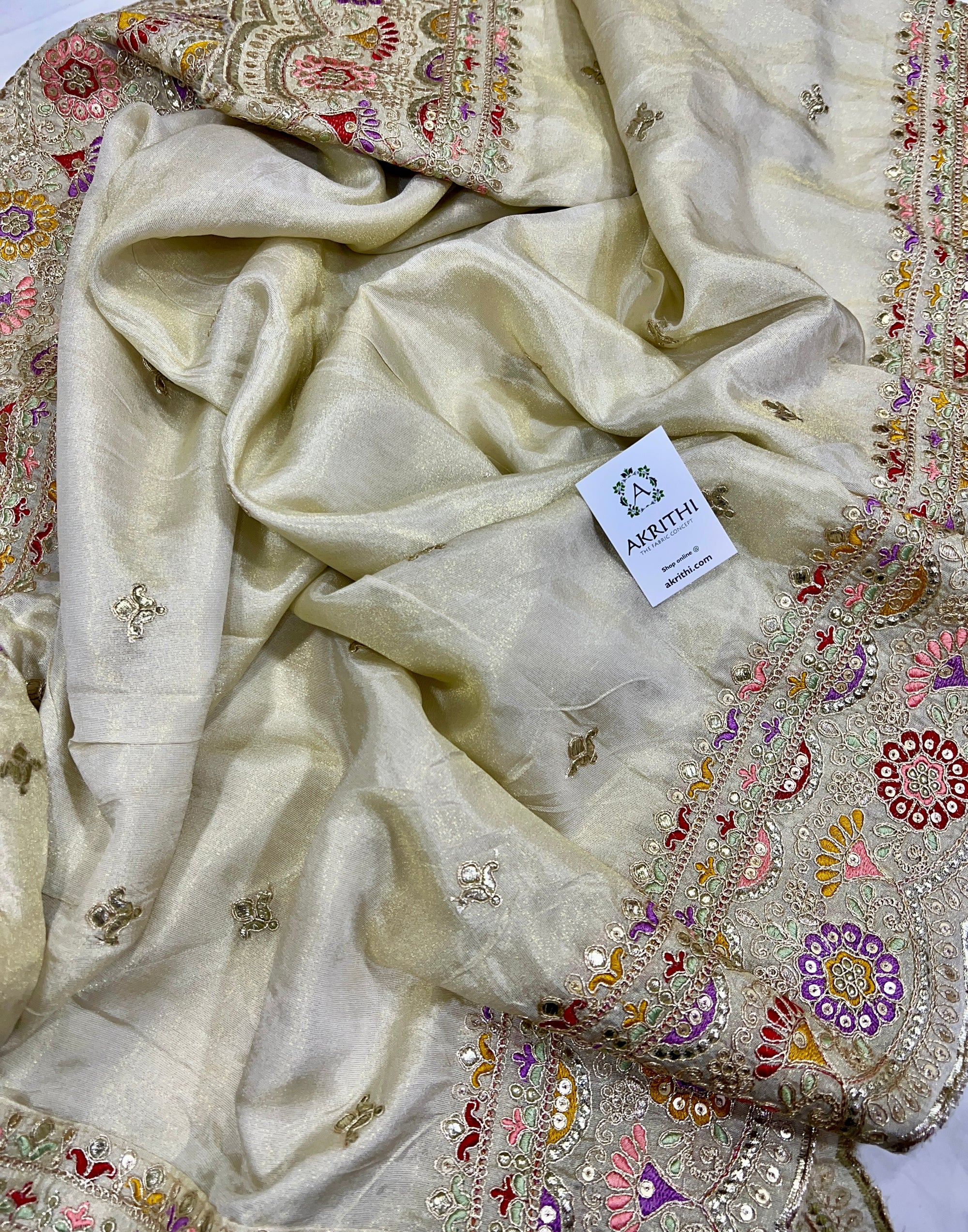 Dyeable embroidered tissue dupatta