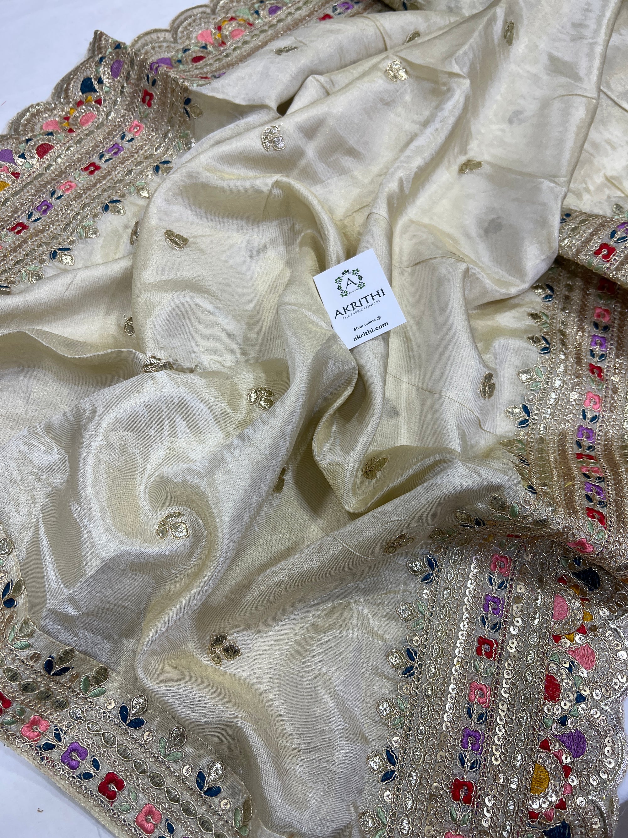 Dyeable embroidered tissue dupatta