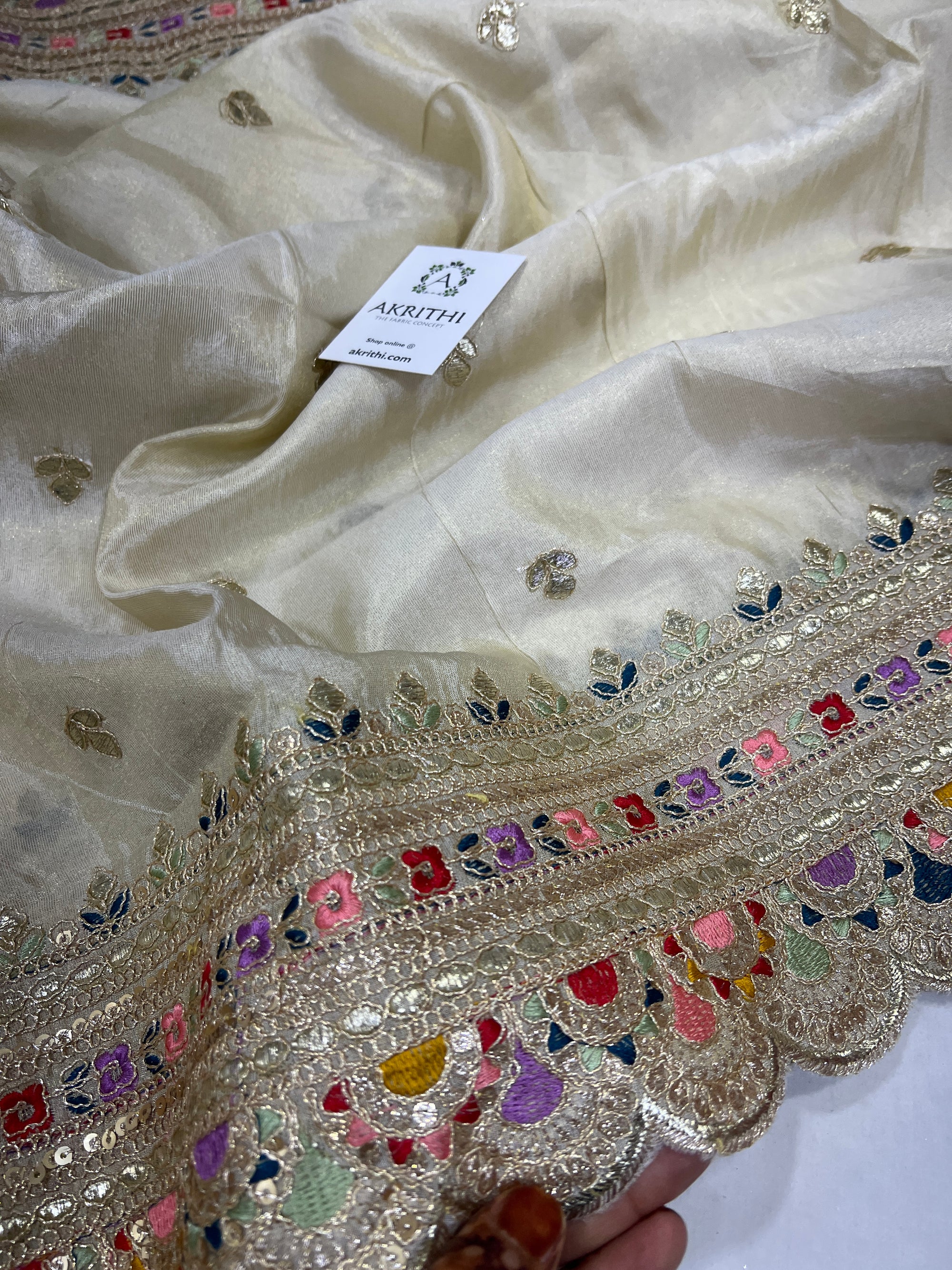 Dyeable embroidered tissue dupatta