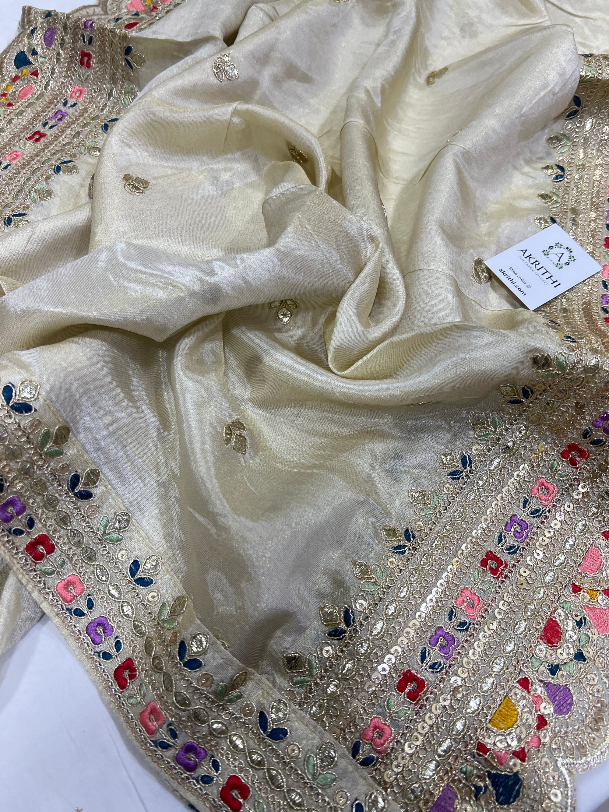 Dyeable embroidered tissue dupatta