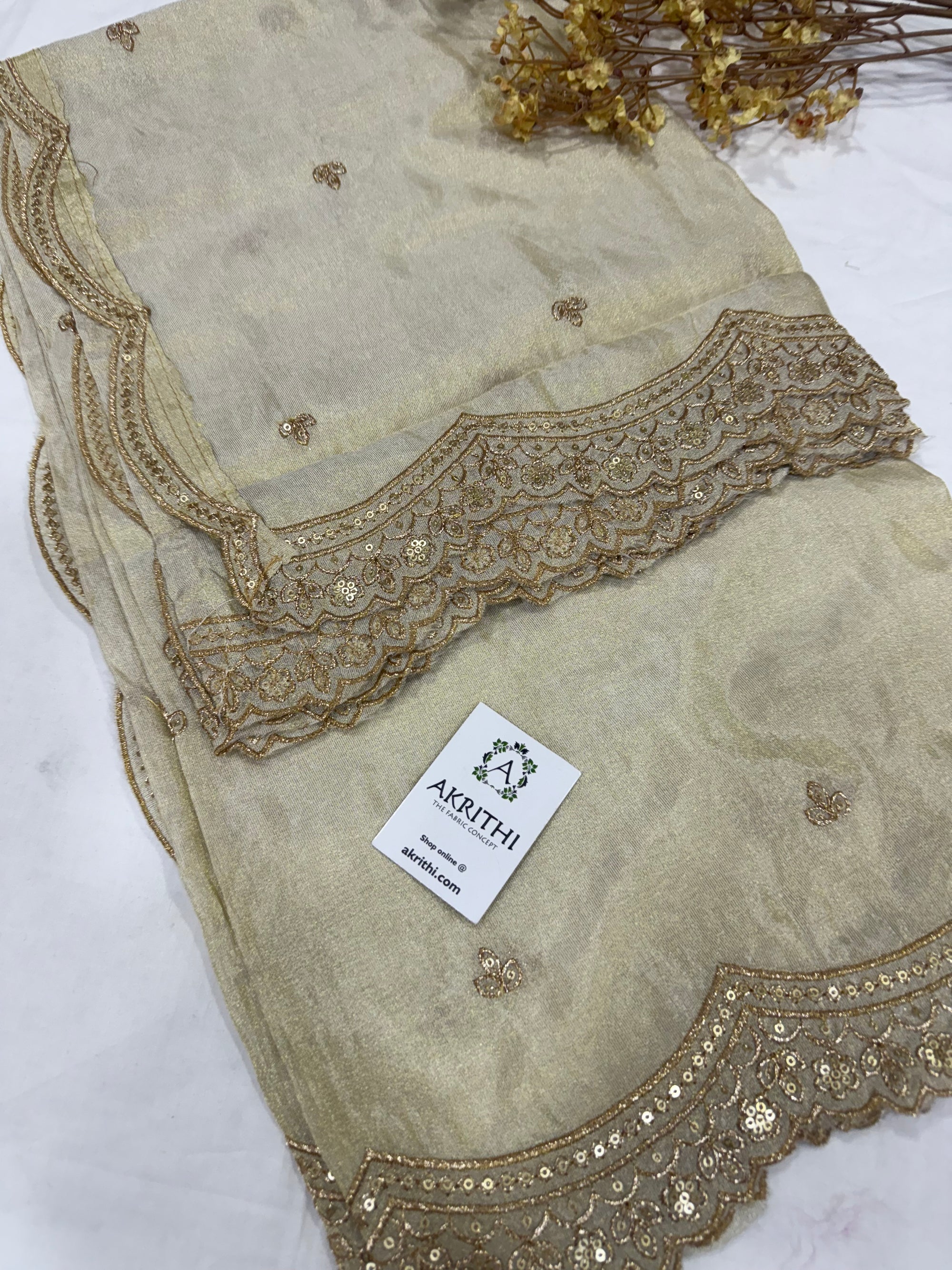 Dyeable embroidered tissue dupatta
