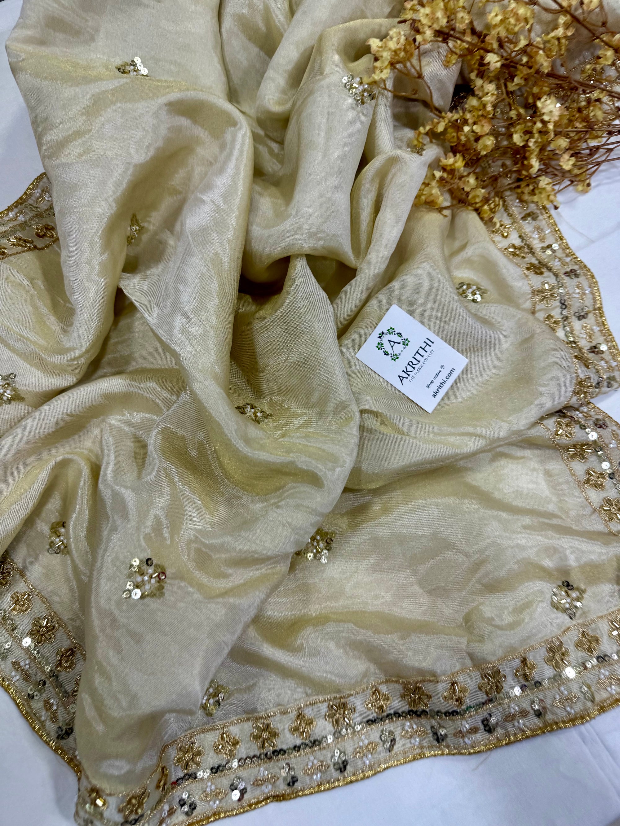 Dyeable embroidered tissue dupatta