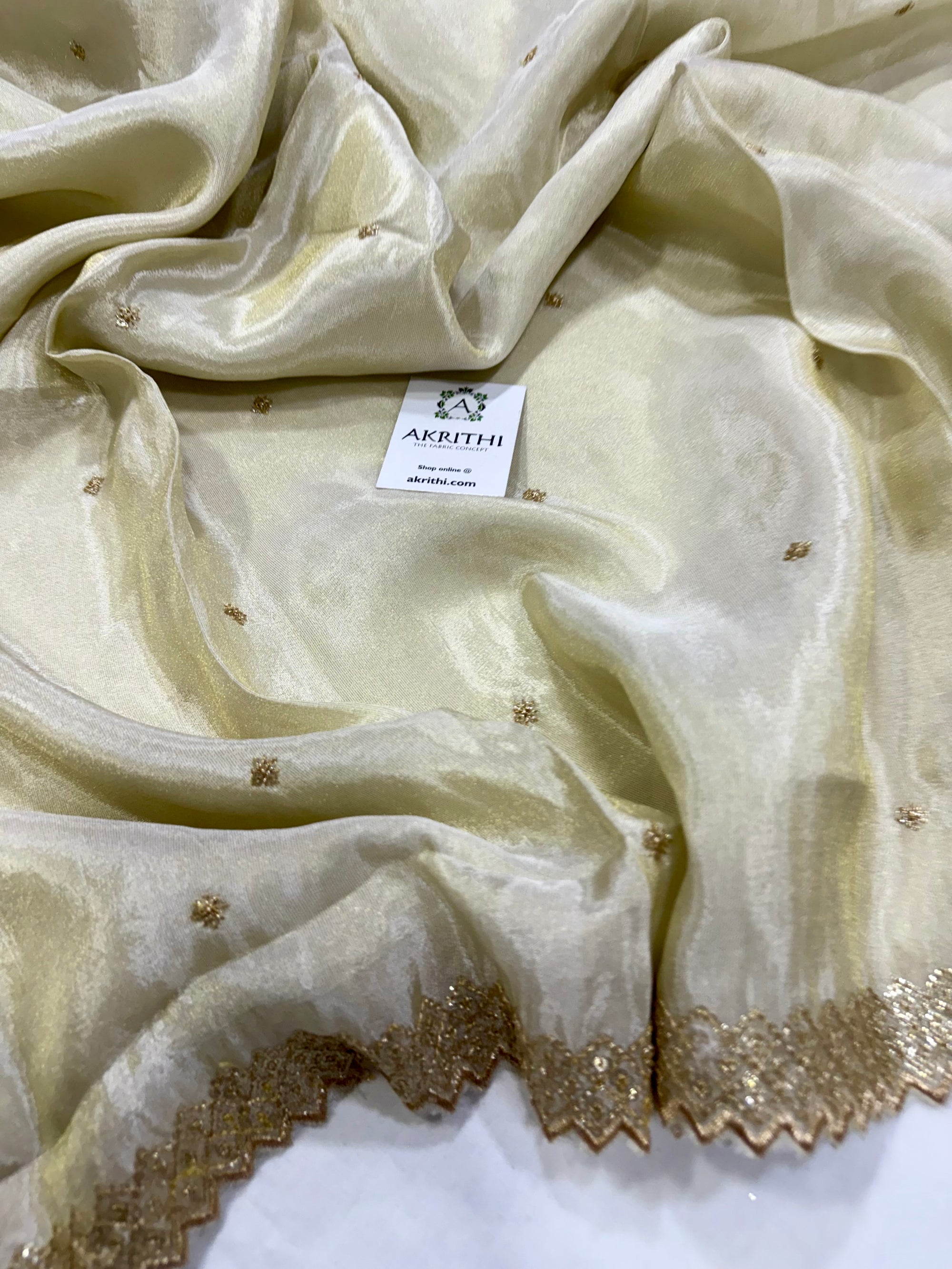 Dyeable embroidered tissue dupatta