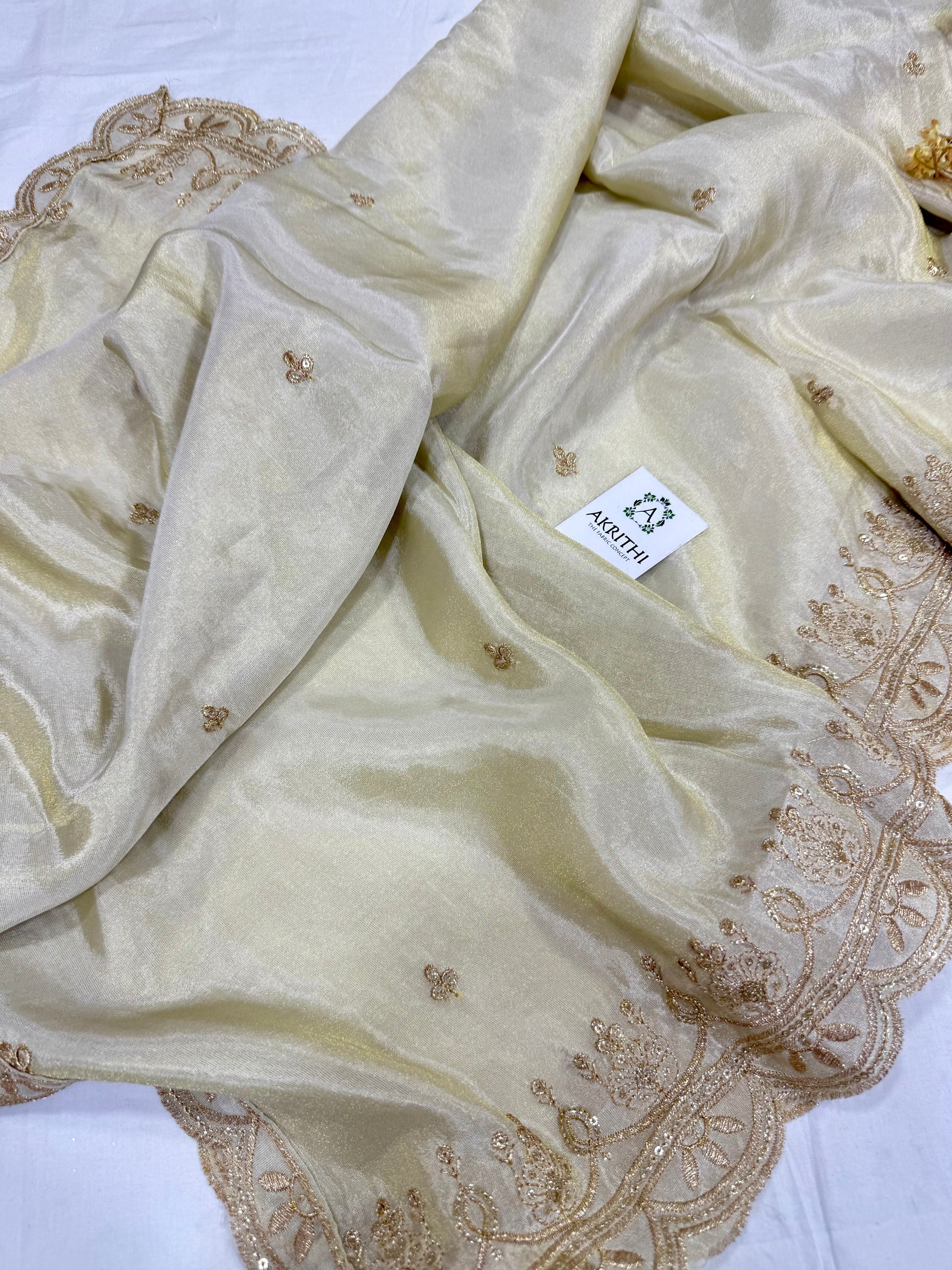 Dyeable embroidered tissue dupatta