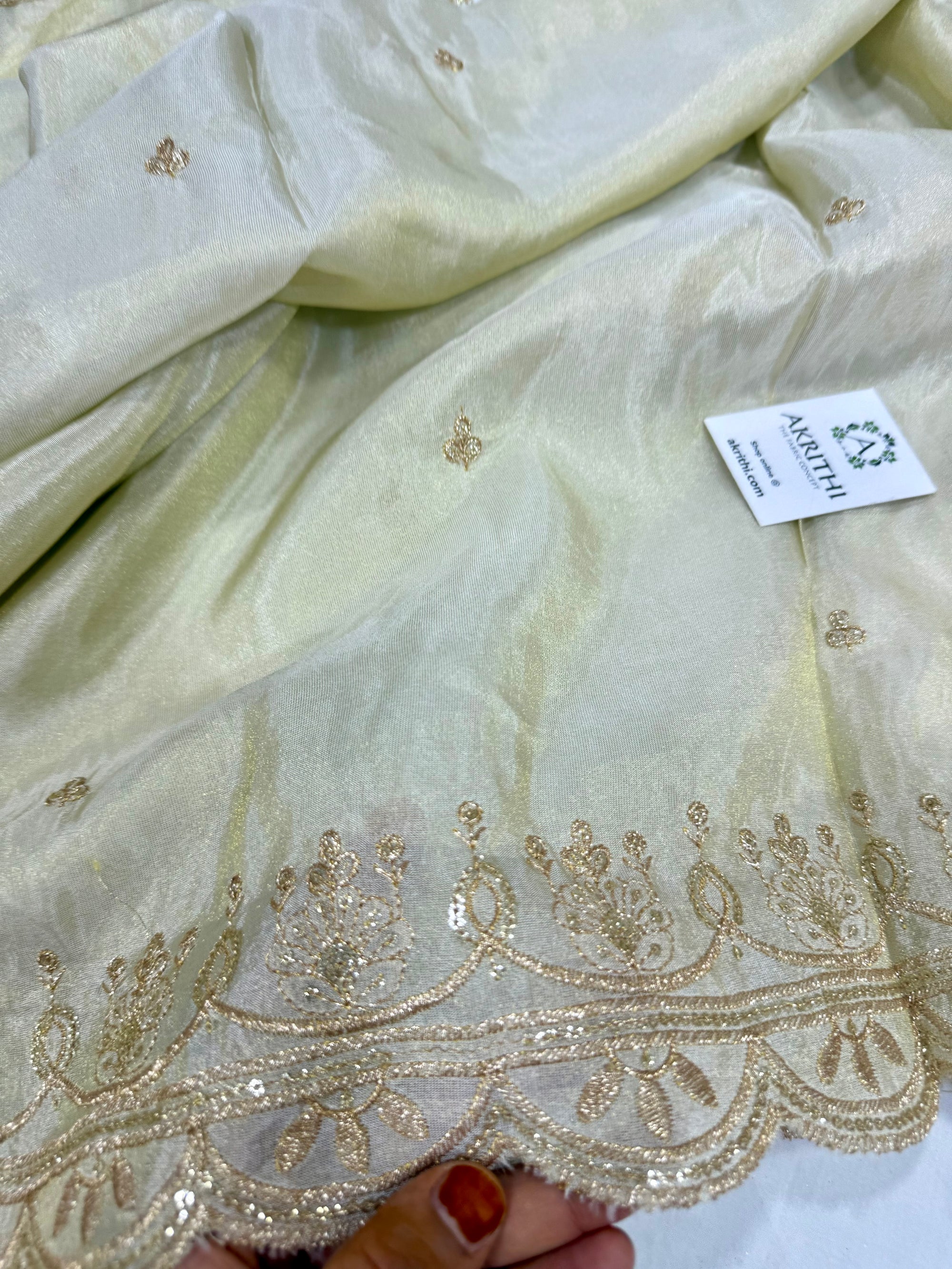 Dyeable embroidered tissue dupatta
