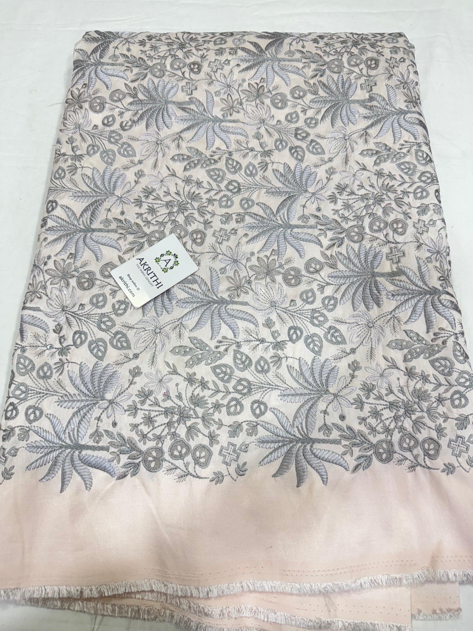 Embroidered Raw silk fabric