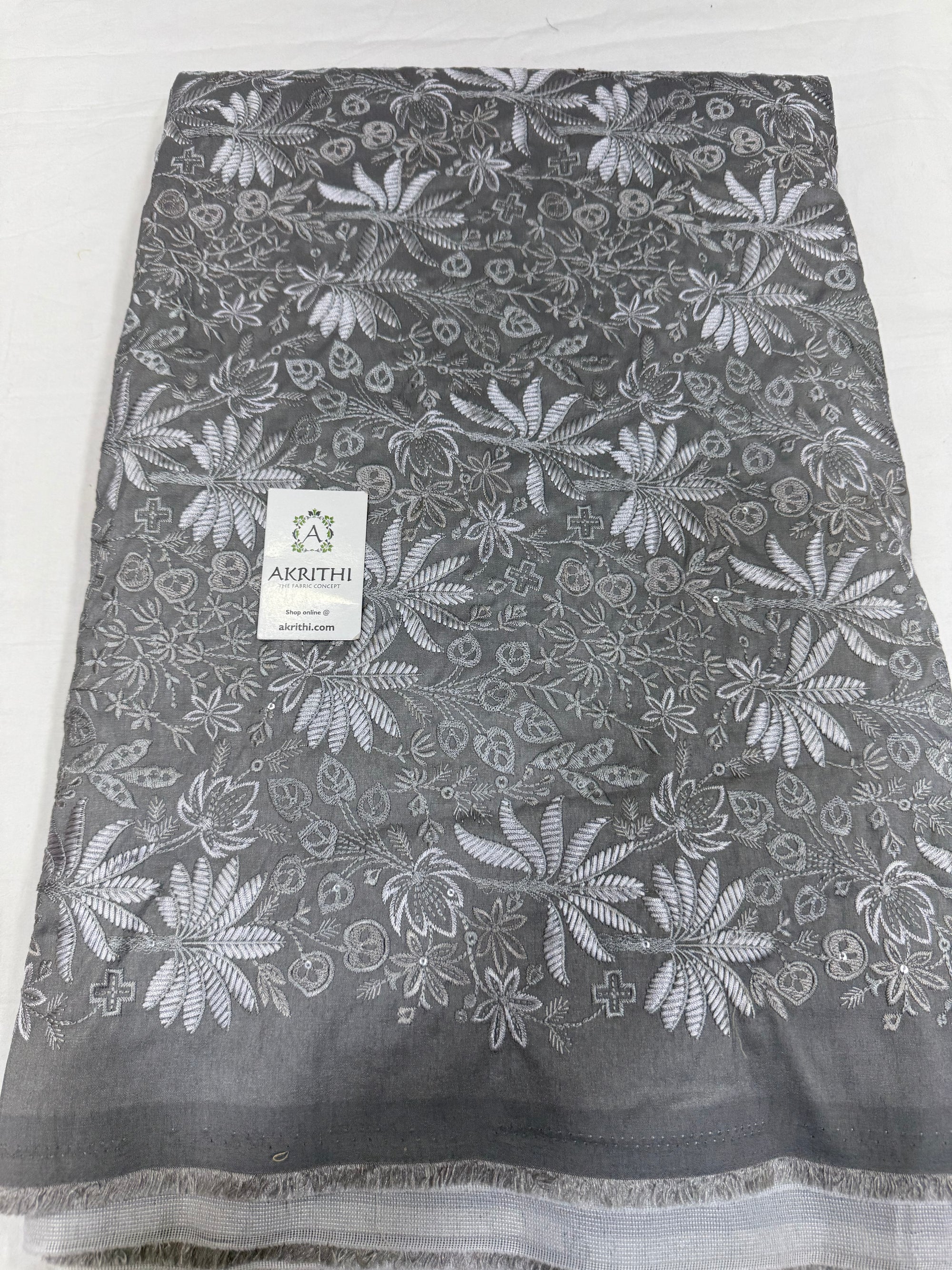 Embroidered Raw silk fabric