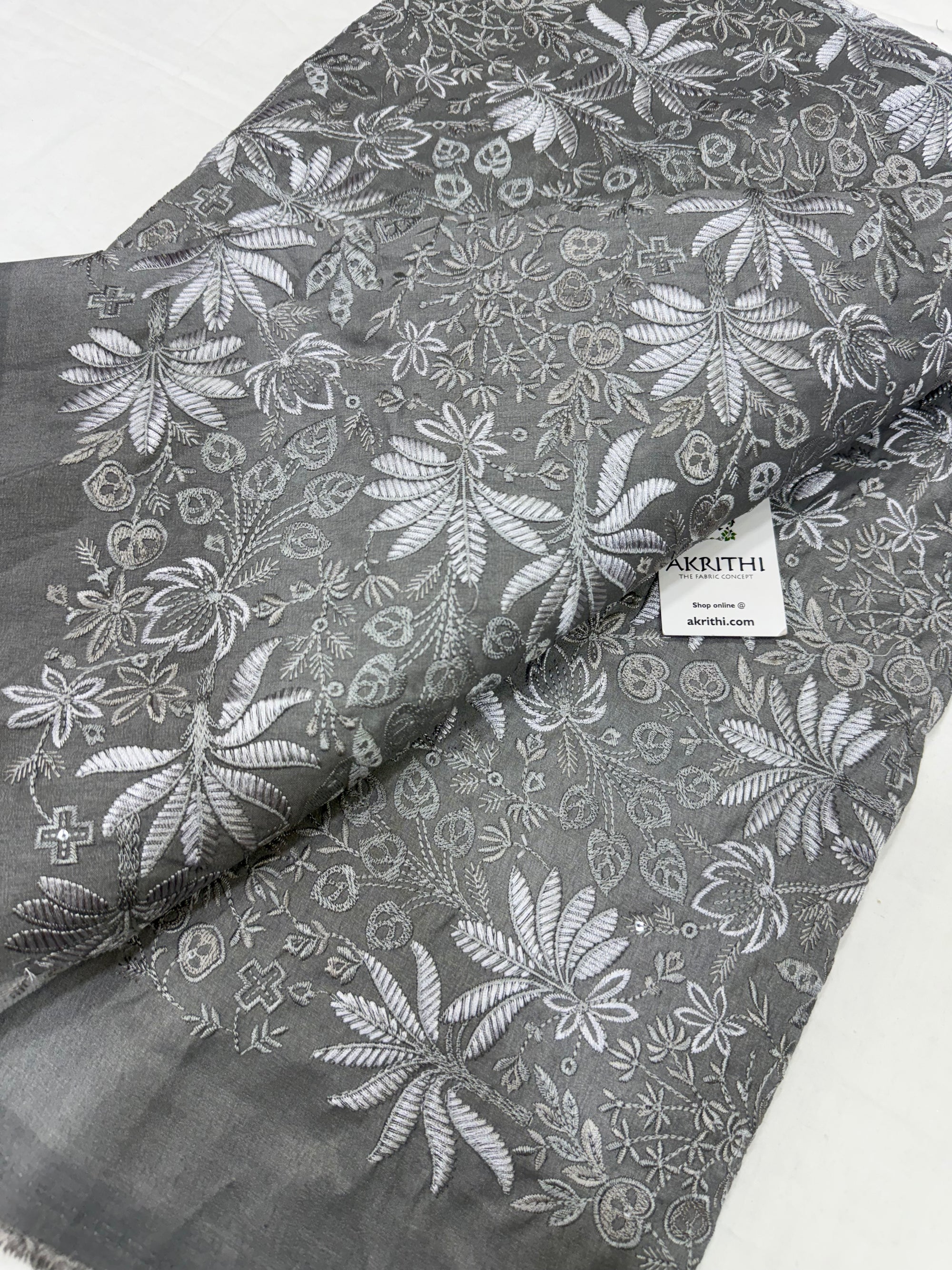 Embroidered Raw silk fabric