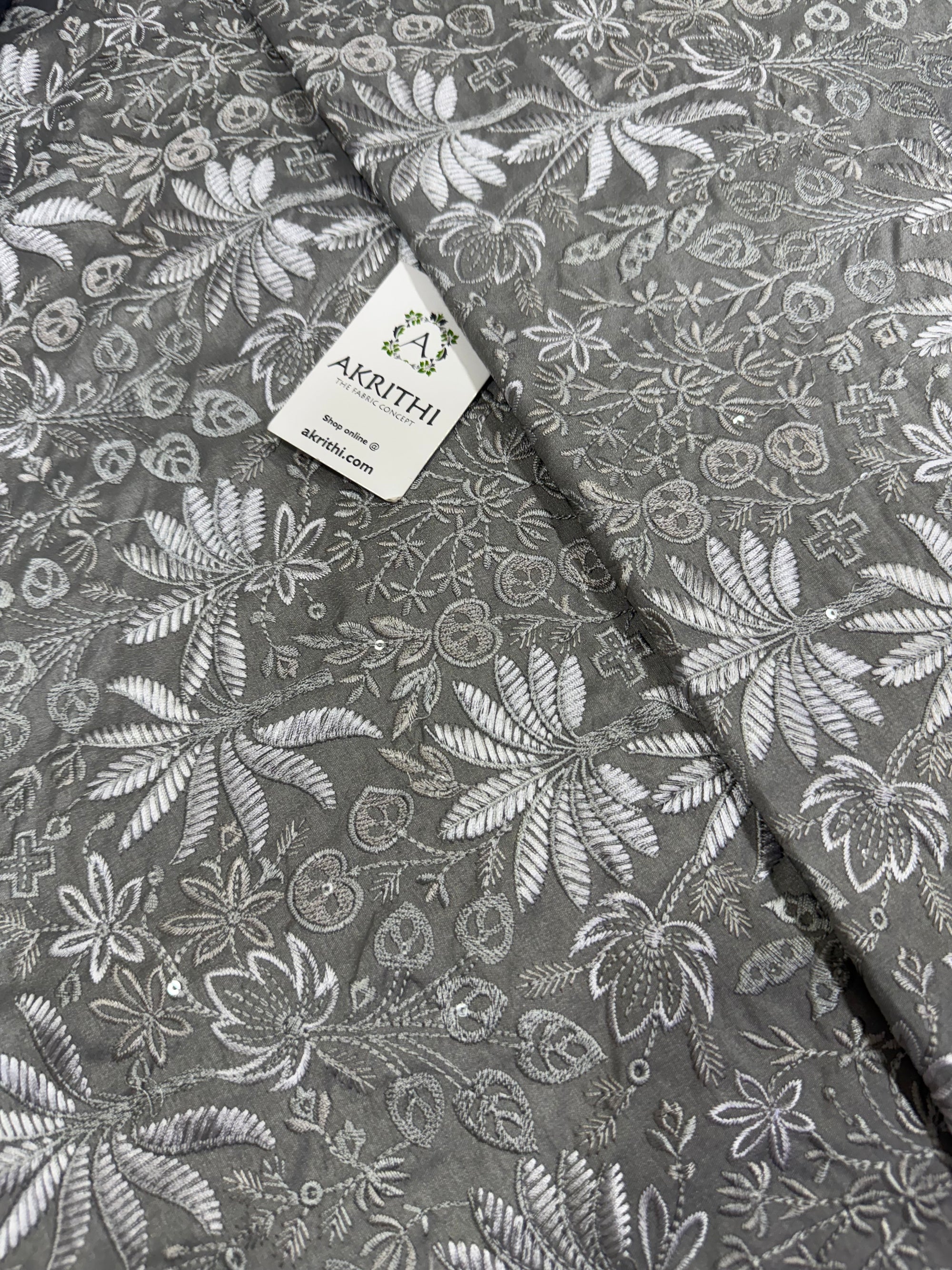 Embroidered Raw silk fabric