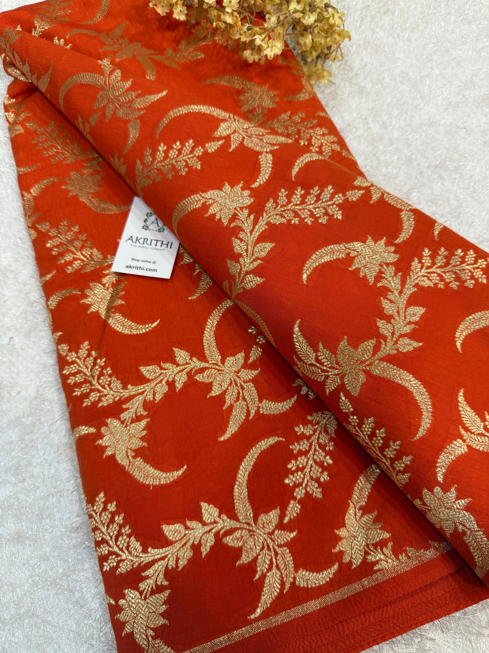 Pure Banarasi raw silk brocade fabric