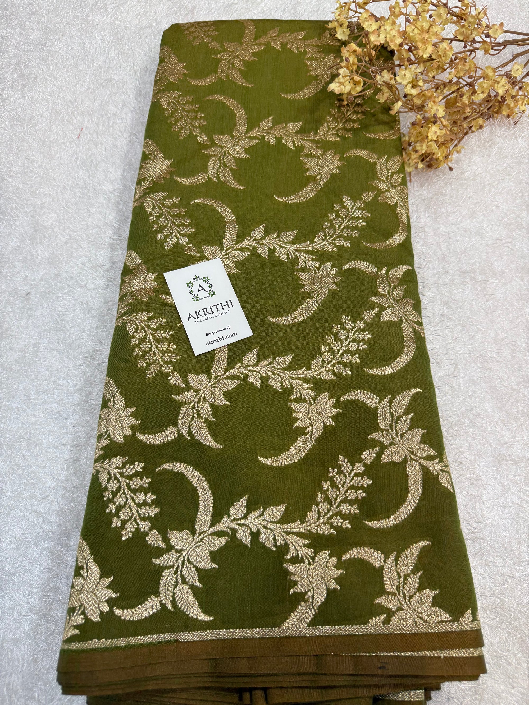 Pure Banarasi raw silk brocade fabric