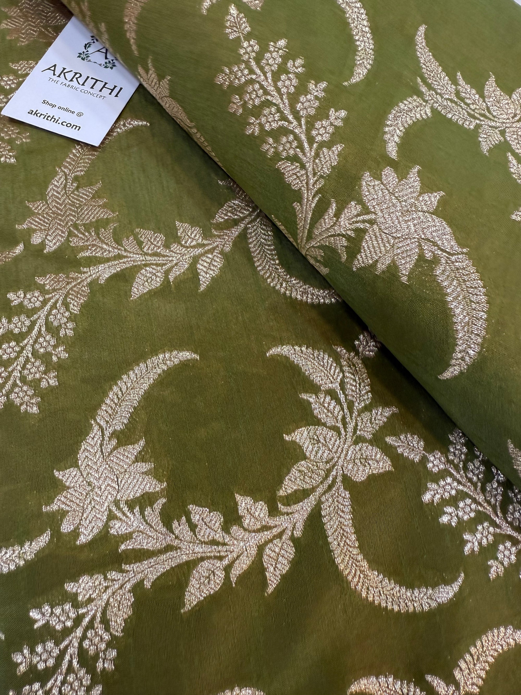 Pure Banarasi raw silk brocade fabric