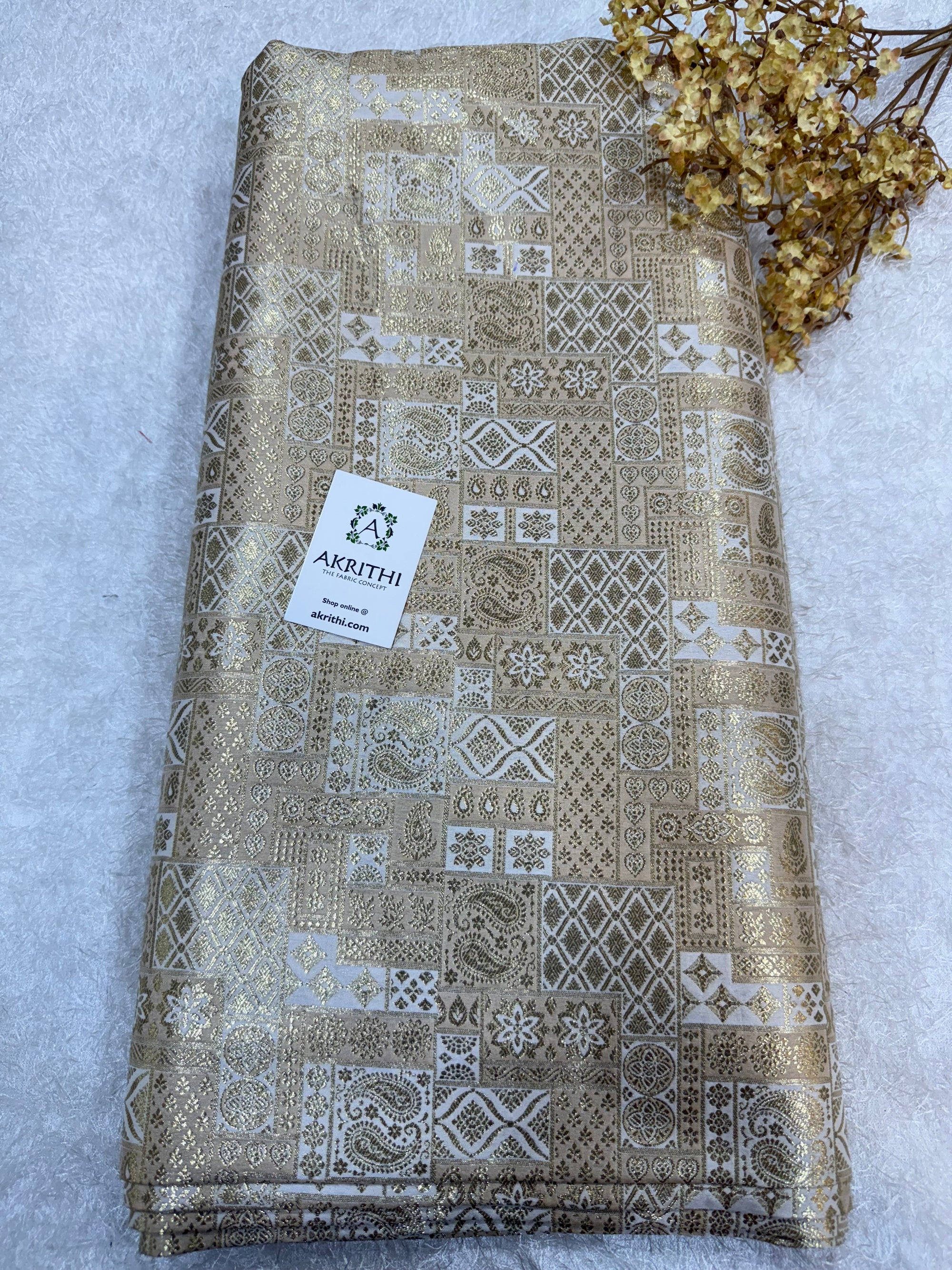 Multicoloured Pure Banarasi brocade fabric
